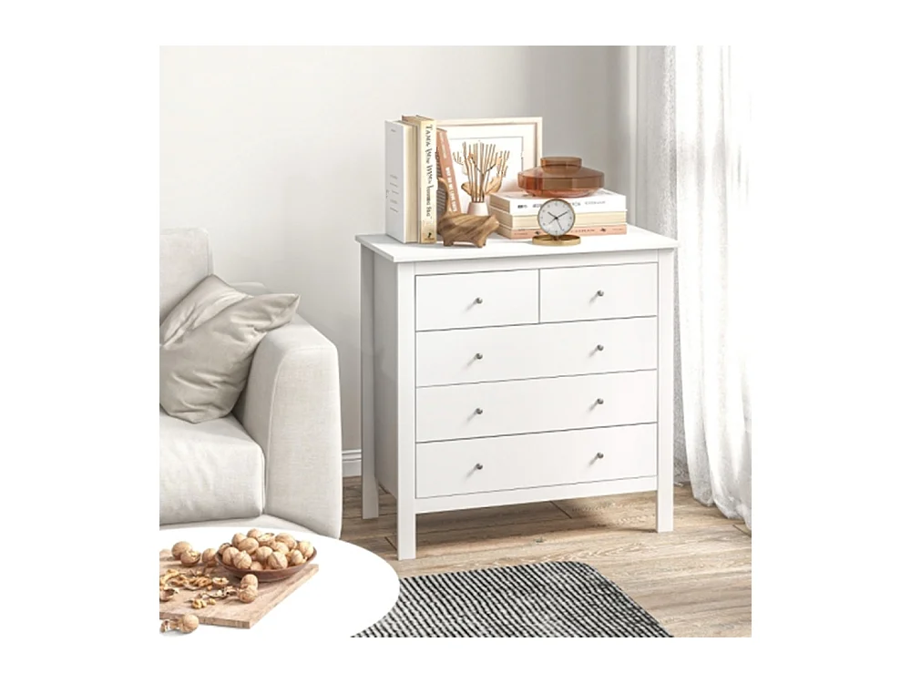 Kommode, Sideboard, Kommode leises Öffnen/Schließen,79 x 39,5 x 80,5 cm, Wohnzimmerunterschrank Weiß