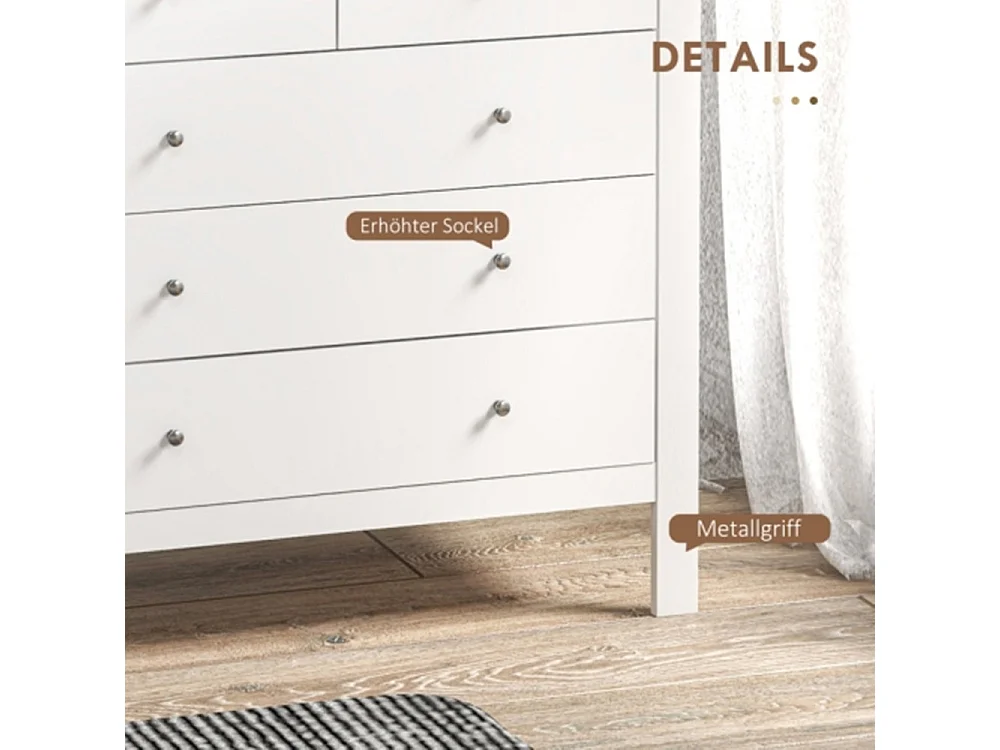 Kommode, Sideboard, Kommode leises Öffnen/Schließen,79 x 39,5 x 80,5 cm, Wohnzimmerunterschrank Weiß