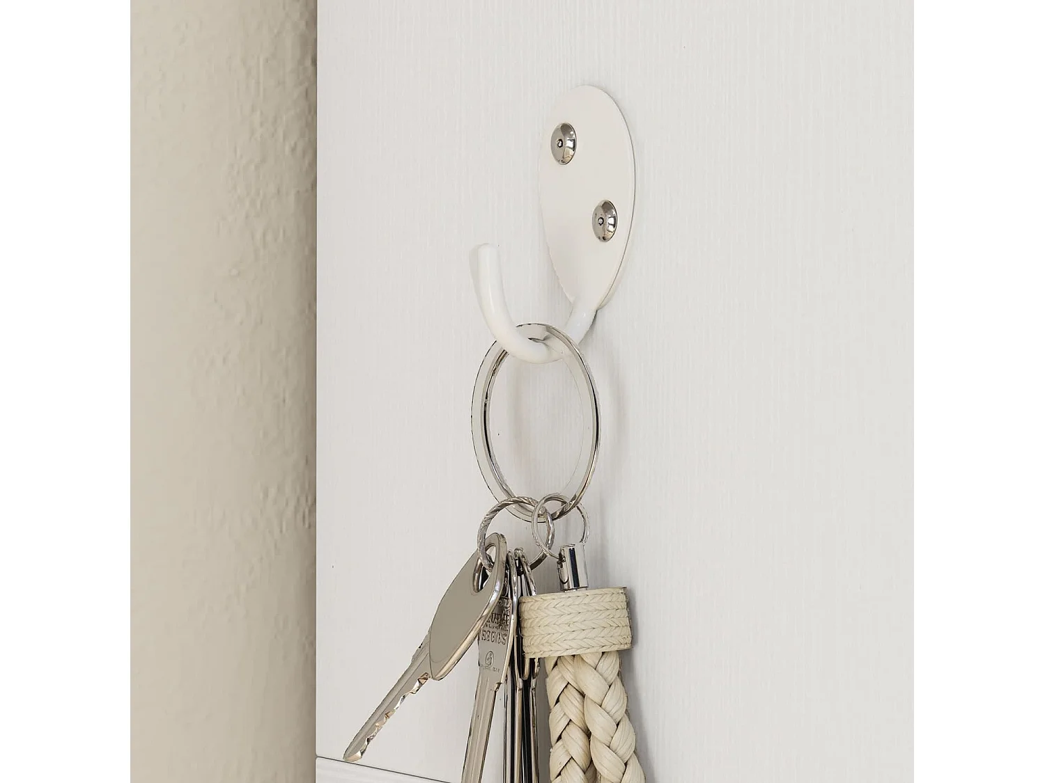 Garderobe mit Regal, Bank, Haken, Schuhfächern, Spanplatten, MDF, Weiß