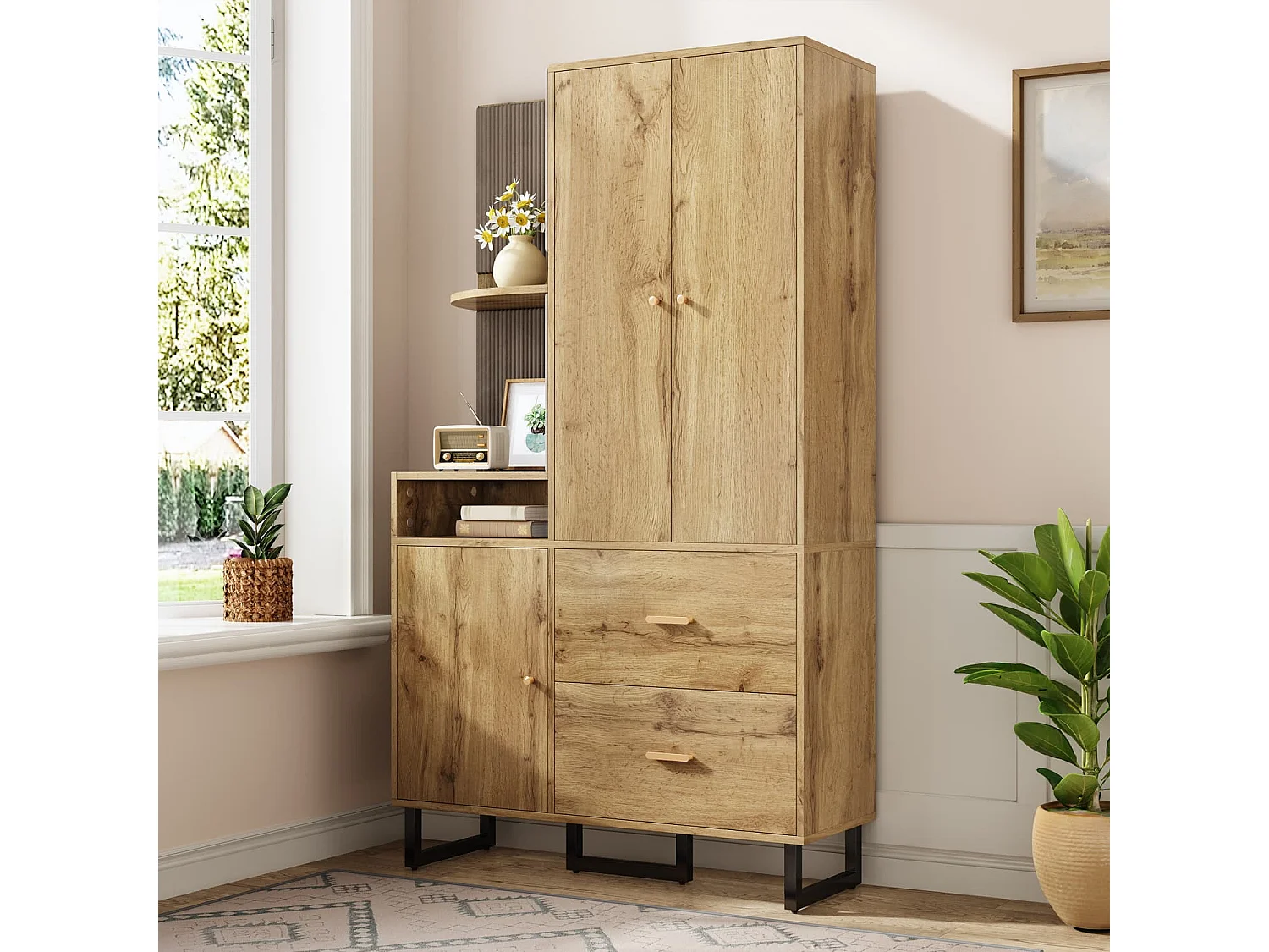 Kompaktgarderoben,Flurgarderobe,Dielenschrank Wandschrank Regal Diele & Flur Kleiderschrank mit gepolsterten Paneelen Schuhschrank