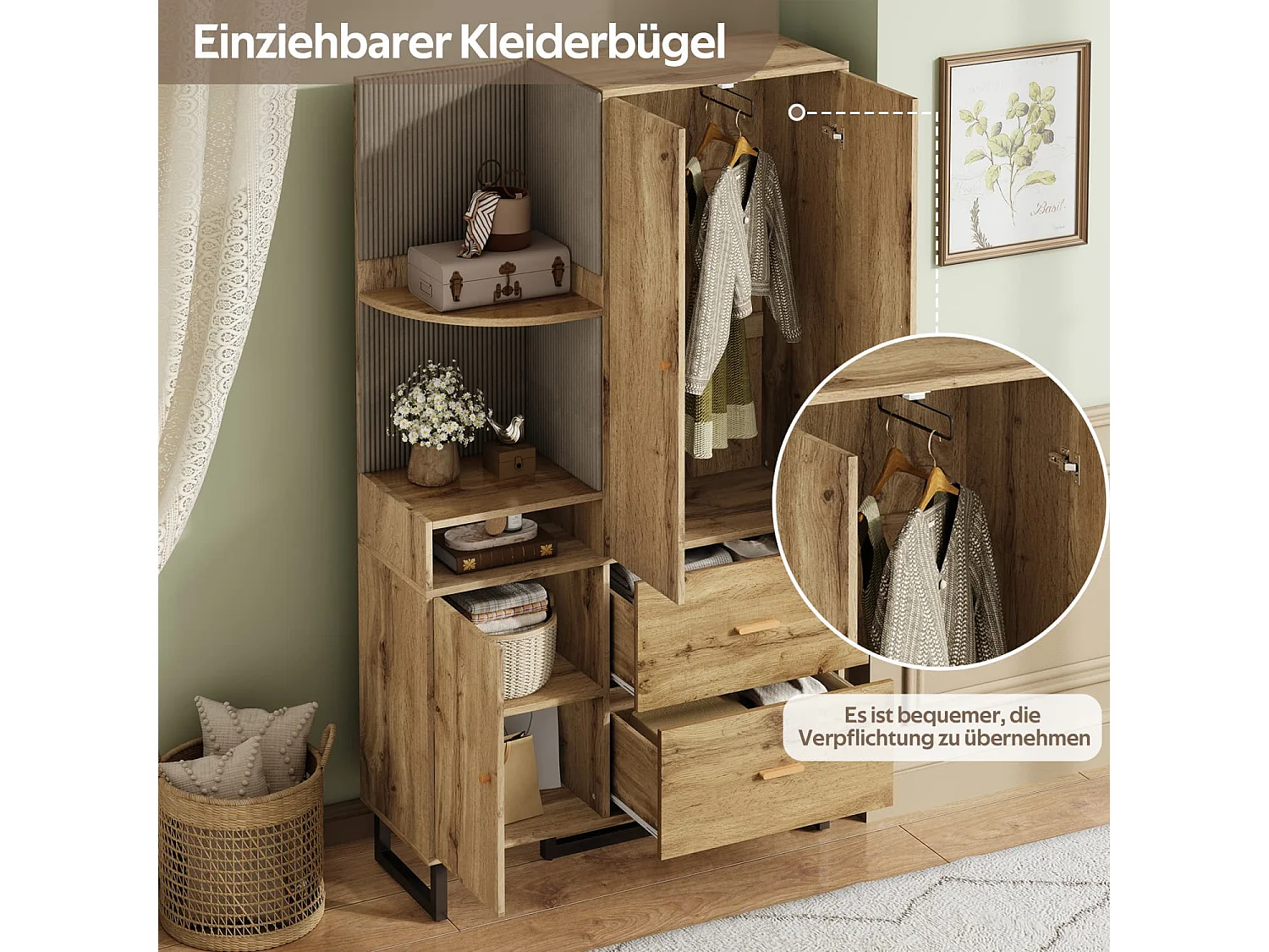 Kompaktgarderoben,Flurgarderobe,Dielenschrank Wandschrank Regal Diele & Flur Kleiderschrank mit gepolsterten Paneelen Schuhschrank