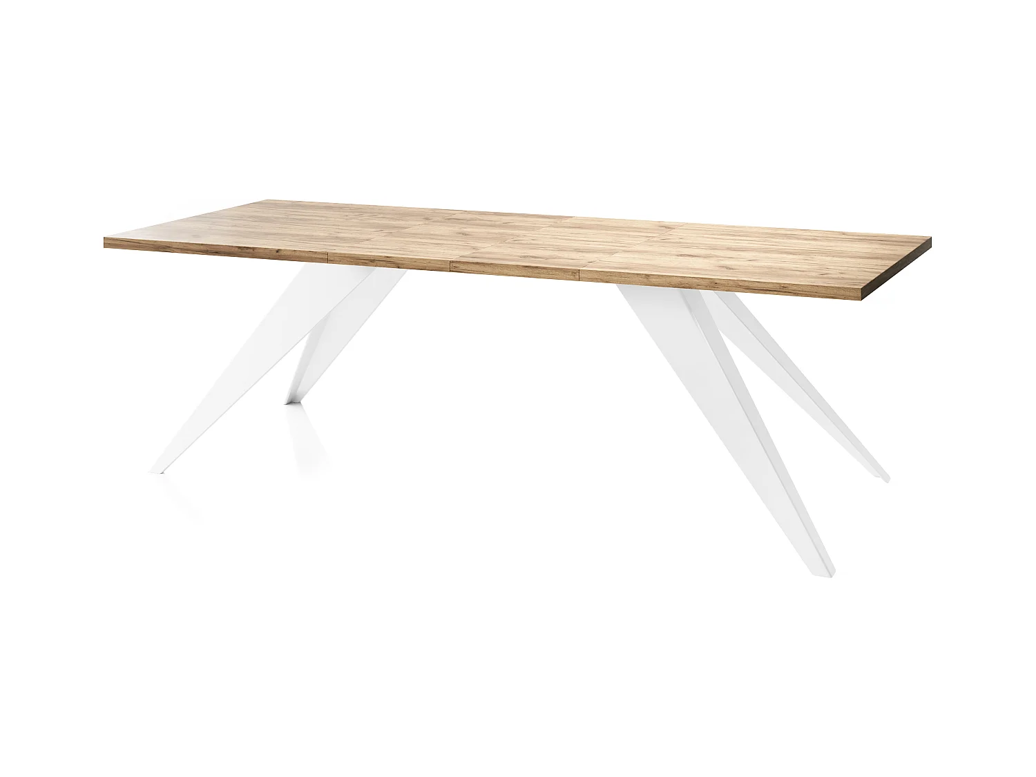Table à Manger Vance Style Moderne - Table Rectangulaire Extensible de 160 à 260 cm, Pieds en Métal Blanc Revêtement Poudre - 160 x 90 cm - Chêne Craft