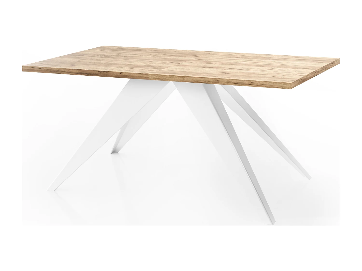 Esstisch Venus im Modern Still, Rechteckig Tisch - Ausziehbar von 160 cm bis 260 cm, Pulverbeschichtete Weiße Metallbeine - 160 x 90 cm - Craft Eiche