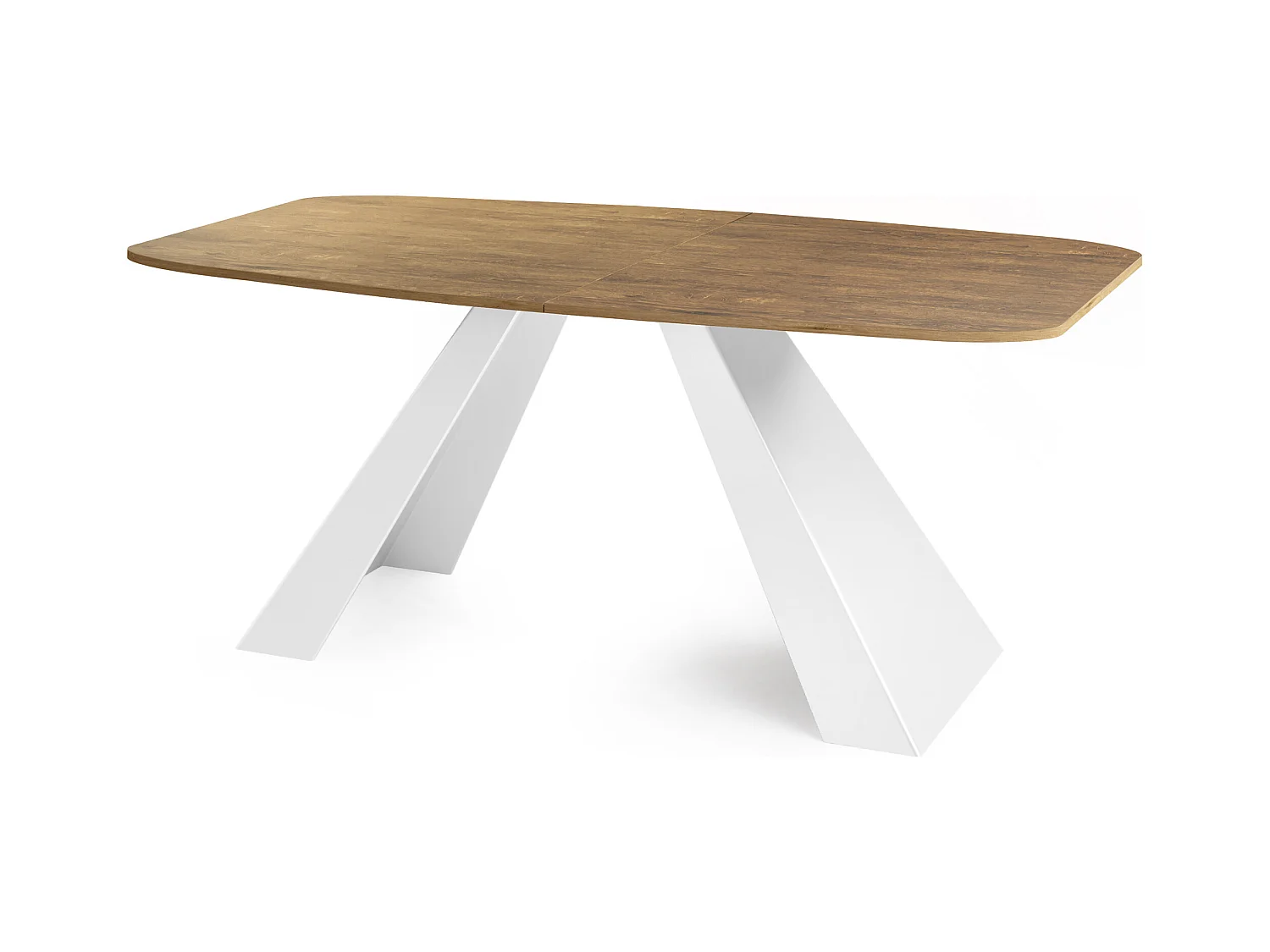 Table-à-Manger Extensible Monte Design Moderne, Table Rectangulaire - Extensible de 160 cm à 200 cm, Pieds Métalliques Blancs - 160x80 cm - Chêne Lefkas