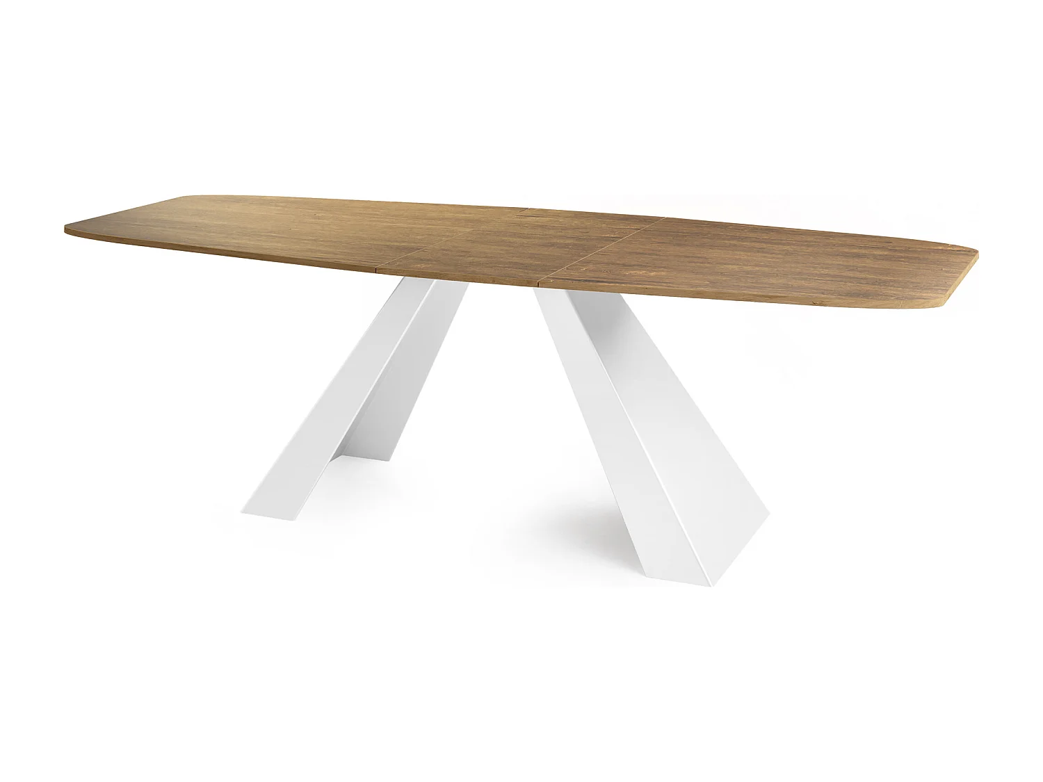 Esstisch Monte Weiß im Modern Stil, Rechteckiger Tisch - Ausziehbar von 160 cm bis 200 cm, Pulverbeschichtete Weiße Metallbeine - 160 x 80 cm - Lefkas Eiche