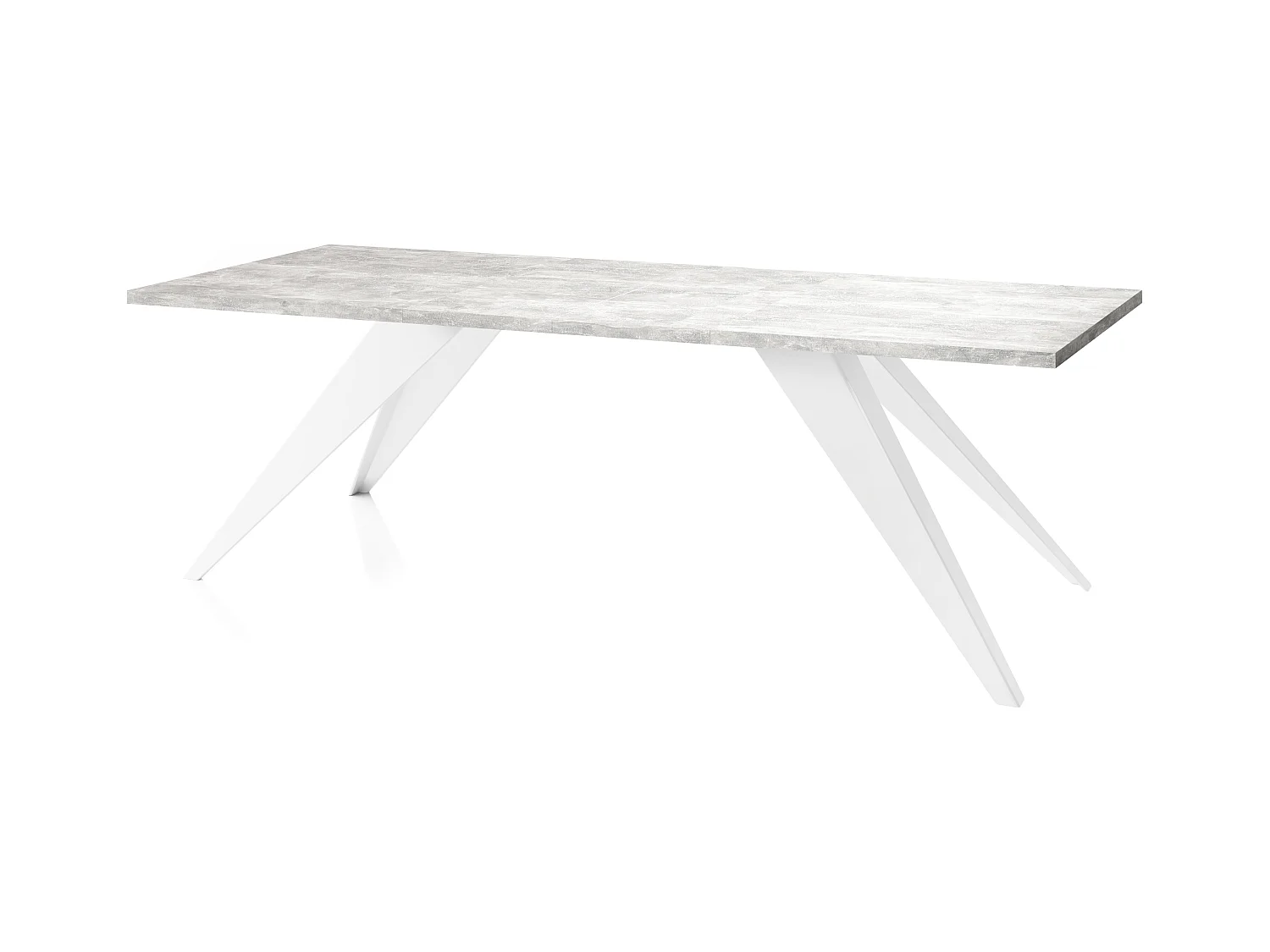 Table à Manger Vance Style Moderne - Table Rectangulaire Extensible de 160 à 260 cm, Pieds en Métal Blanc Revêtement Poudre - 160 x 90 cm - Béton Gris