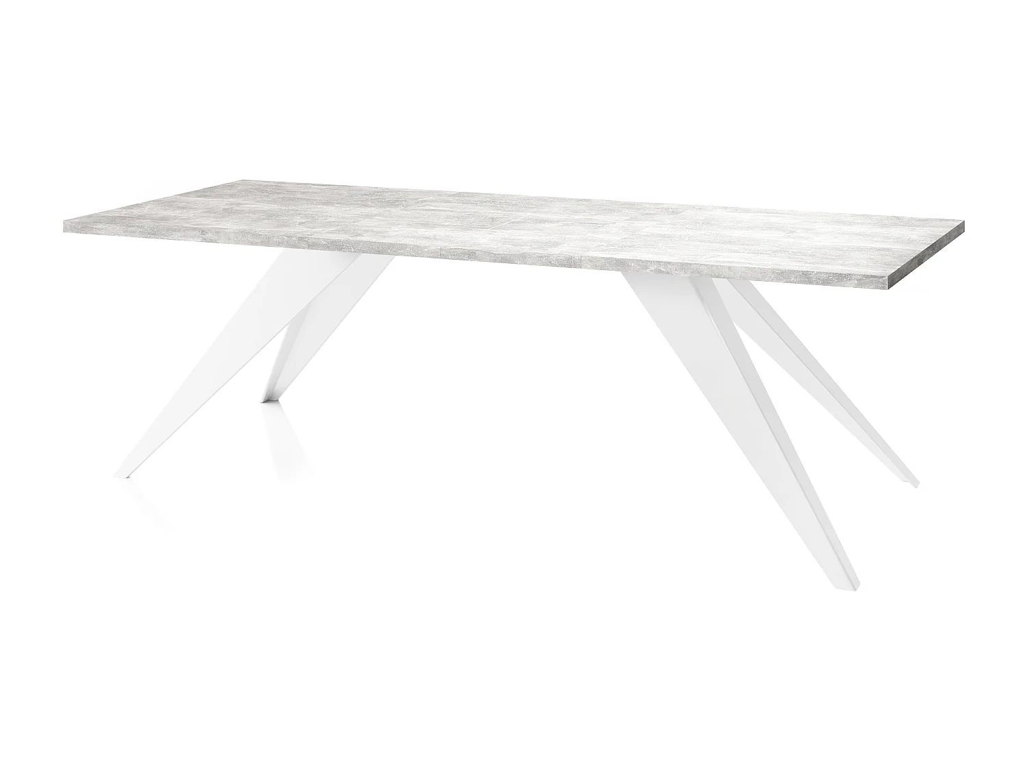 Esstisch Venus im Modern Still, Rechteckig Tisch - Ausziehbar von 160 cm bis 260 cm, Pulverbeschichtete Weiße Metallbeine - 160 x 90 cm - Beton Grau