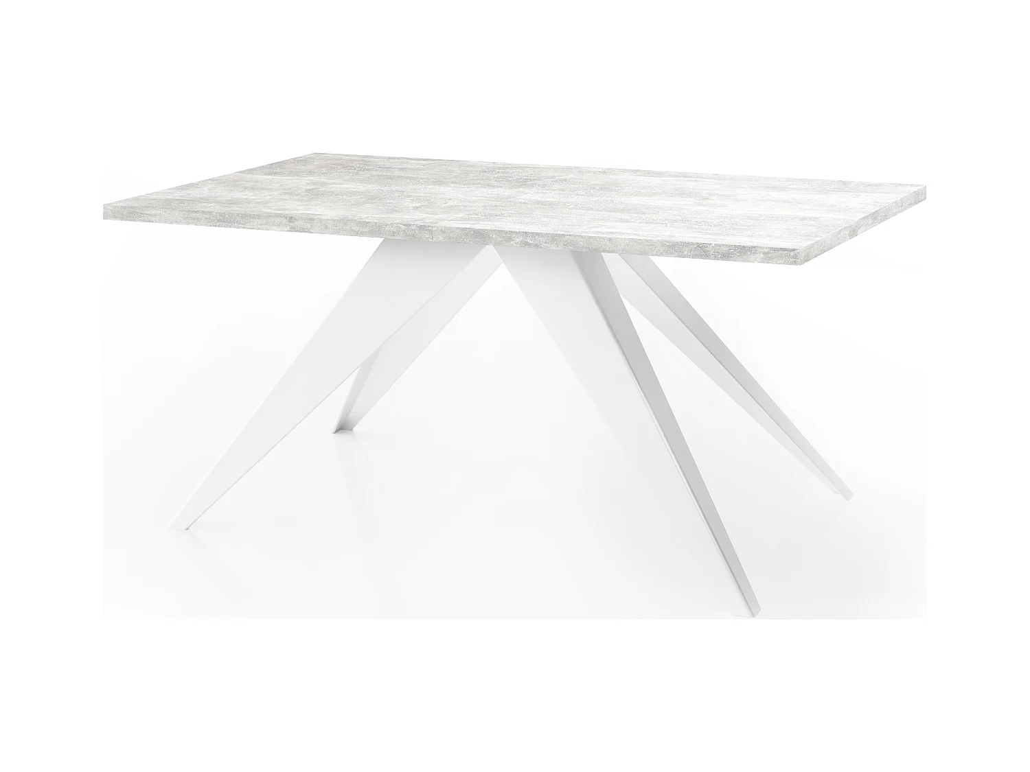 Table à Manger Vance Style Moderne - Table Rectangulaire Extensible de 140 à 240 cm, Pieds en Métal Blanc Revêtement Poudre - 140 x 80 cm - Béton Gris