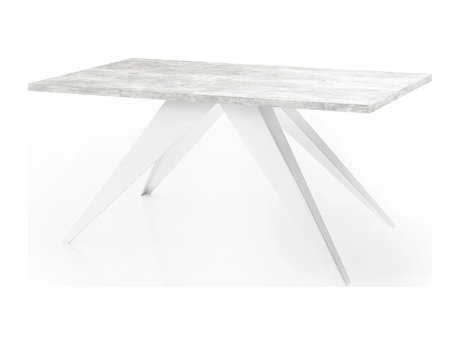 Esstisch Venus im Modern Still, Rechteckig Tisch - Ausziehbar von 140 cm bis 240 cm, Pulverbeschichtete Weiße Metallbeine - 140 x 80 cm - Beton Grau