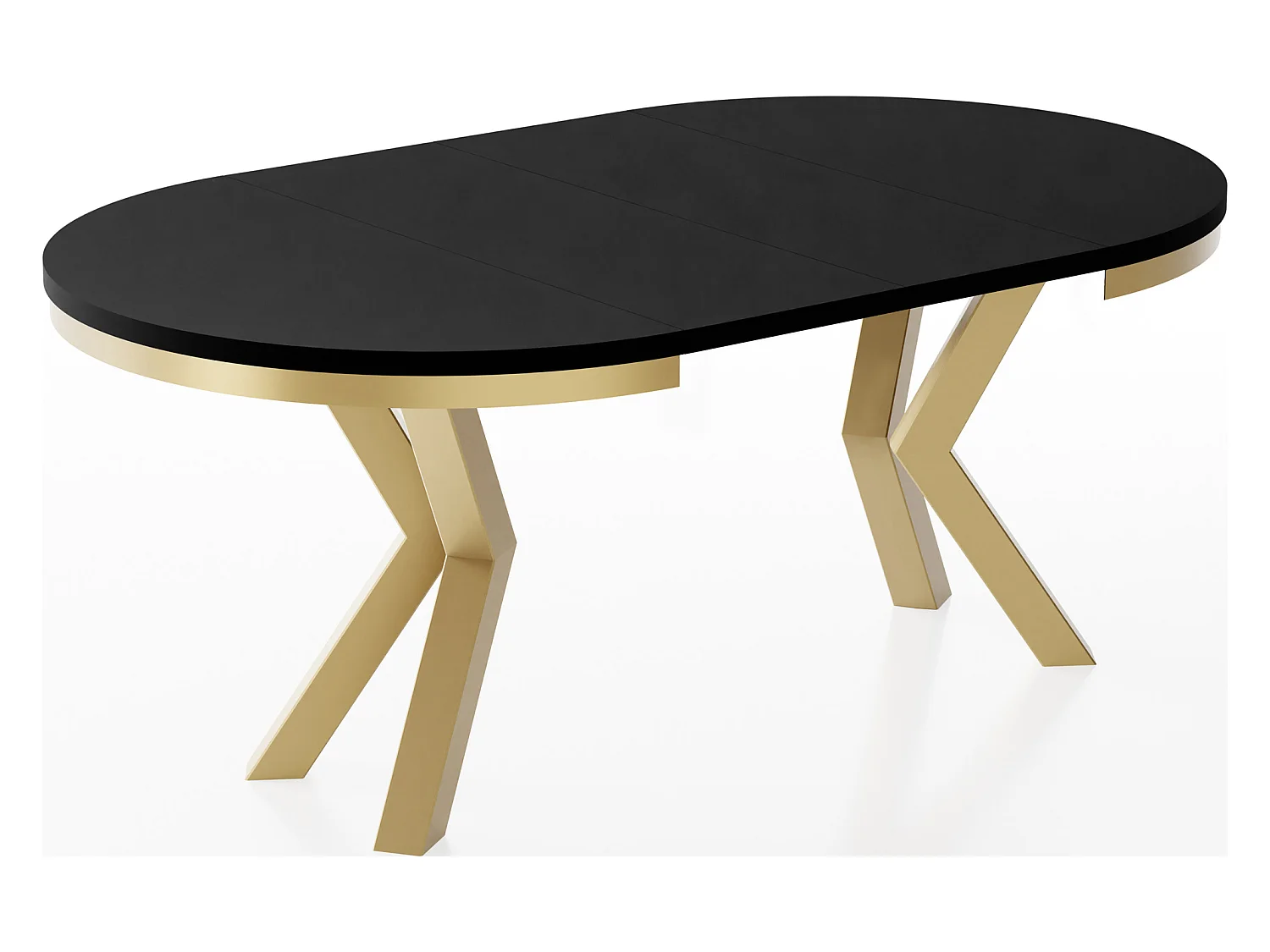 Table à Manger Ronde Extensible Style Loft - Table avec Pieds Métalliques Dorés - Table Gain de Place pour Salon - Noir - 100 à 180 cm