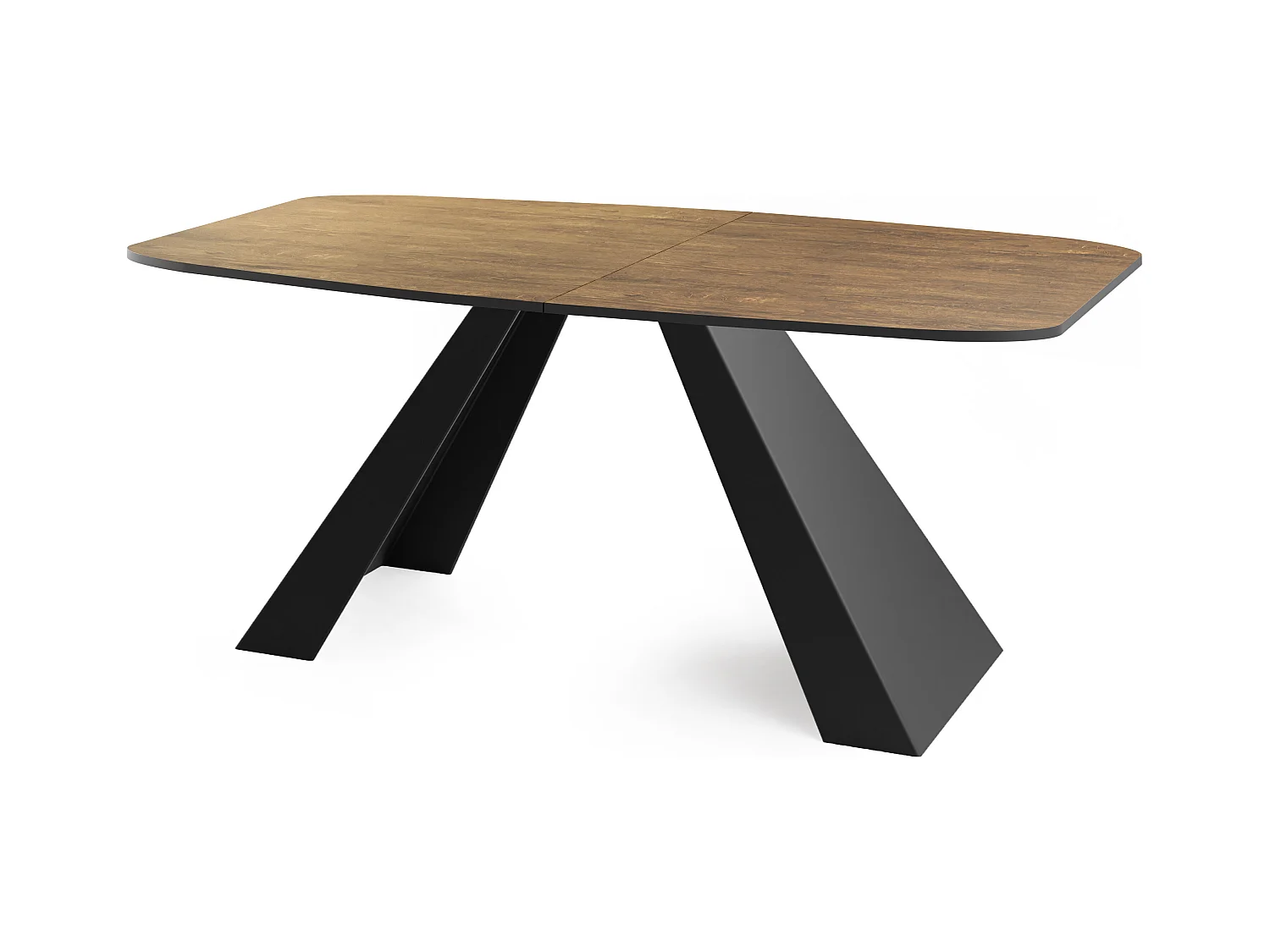 Table-à-Manger Extensible Monte Design Moderne, Table Rectangulaire - Extensible de 160 cm à 200 cm, Pieds Métalliques Noirs - 160x80 cm - Chêne Lefkas