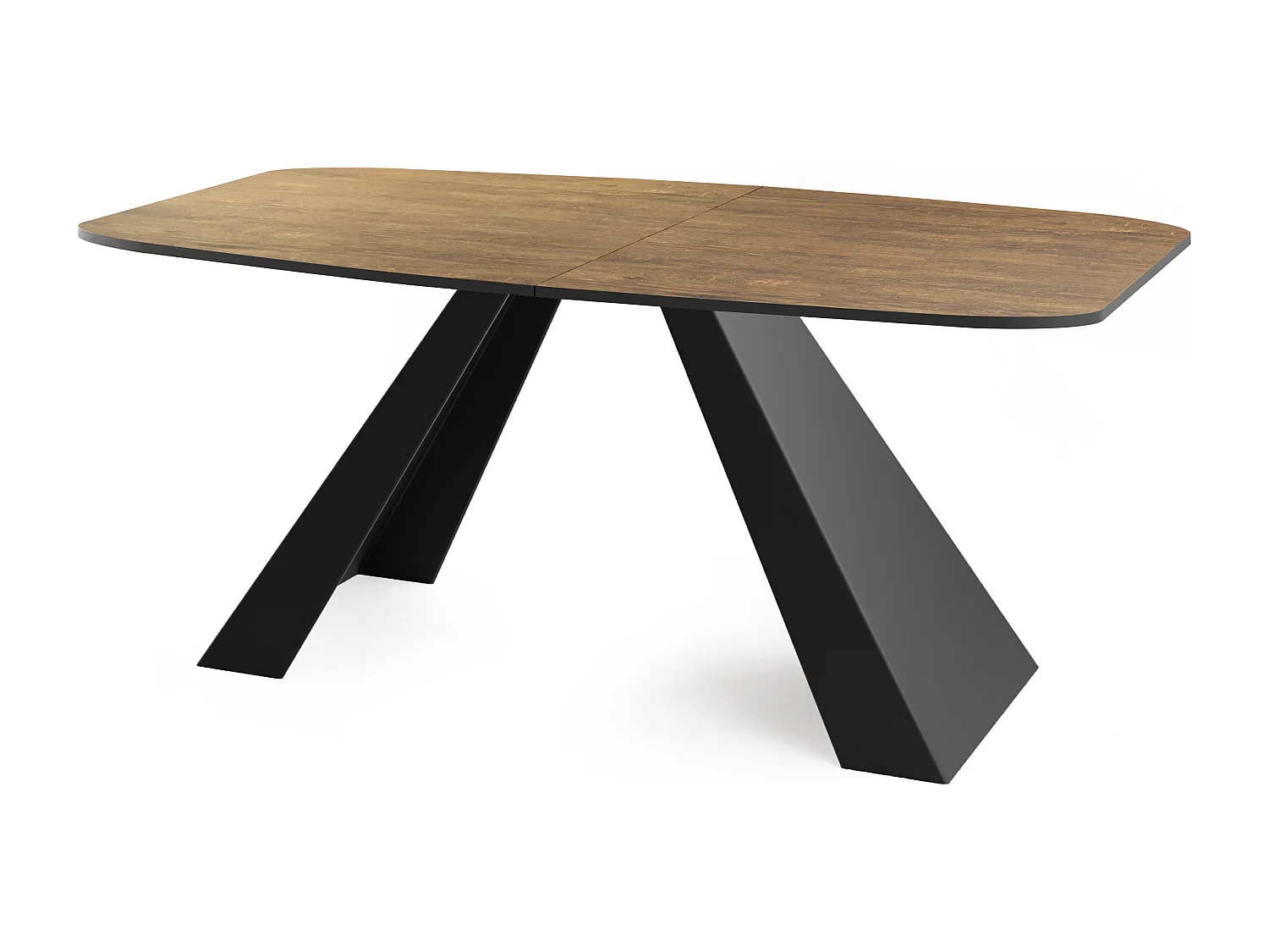 Esstisch Monte im Modern Stil, Rechteckiger Tisch - Ausziehbar von 160 cm bis 200 cm, Pulverbeschichtete Schwarze Metallbeine - 160 x 80 cm - Lefkas Eiche