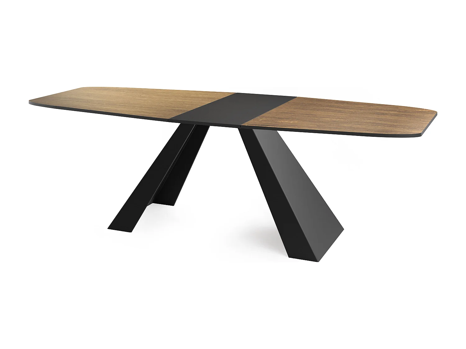 Esstisch Monte im Modern Stil, Rechteckiger Tisch - Ausziehbar von 160 cm bis 200 cm, Pulverbeschichtete Schwarze Metallbeine - 160 x 80 cm - Lefkas Eiche