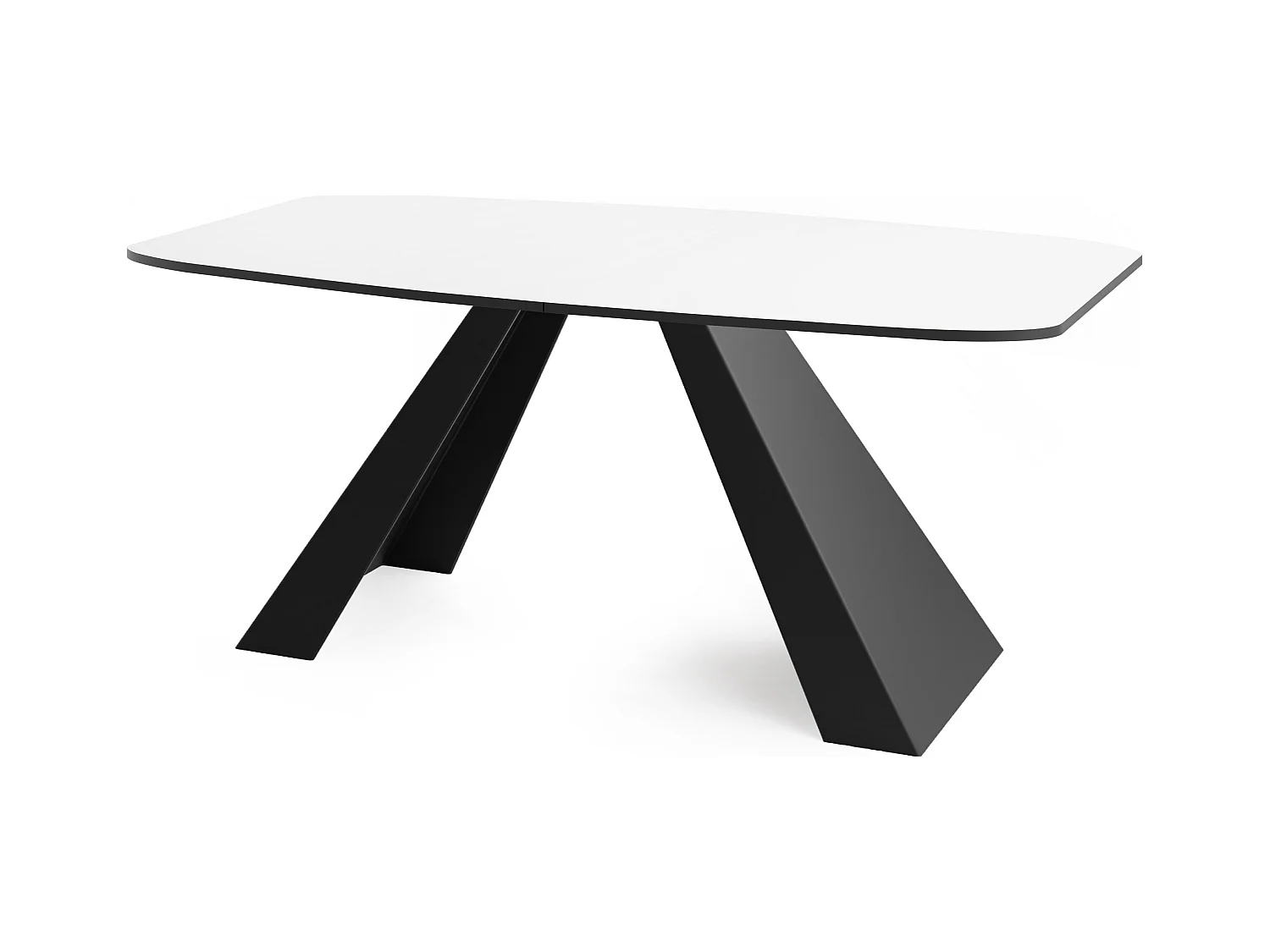 Table-à-Manger Extensible Monte Design Moderne, Table Rectangulaire - Extensible de 180 cm à 220 cm, Pieds Métalliques Noirs - 180x90 cm - Blanc