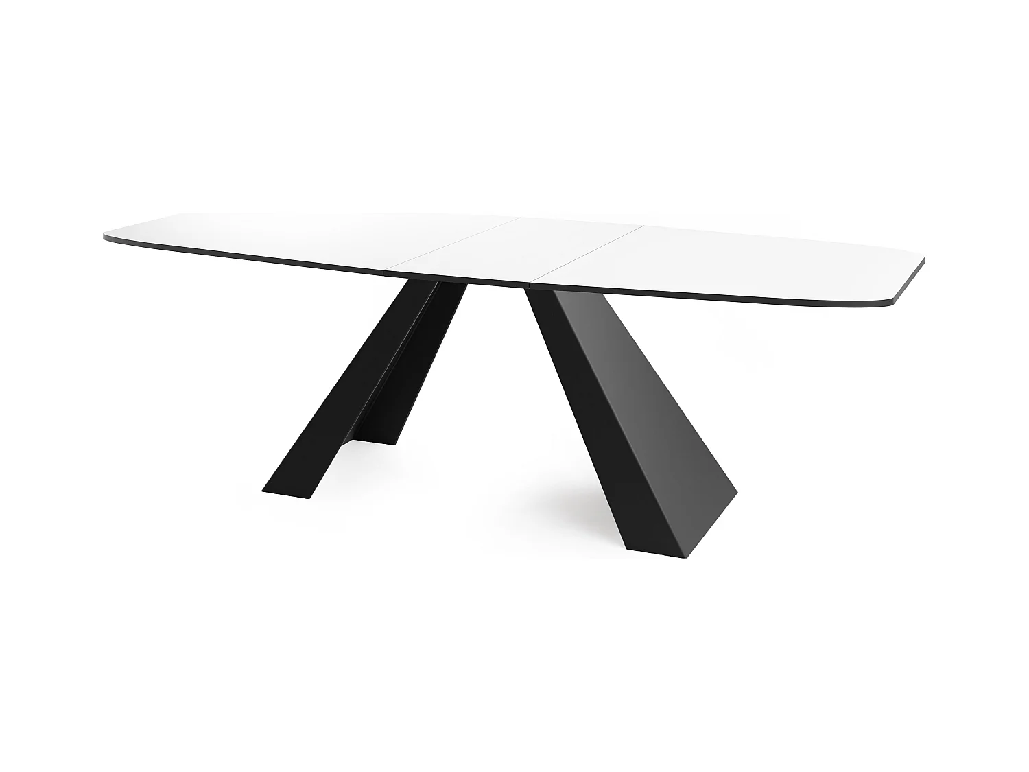 Table-à-Manger Extensible Monte Design Moderne, Table Rectangulaire - Extensible de 180 cm à 220 cm, Pieds Métalliques Noirs - 180x90 cm - Blanc