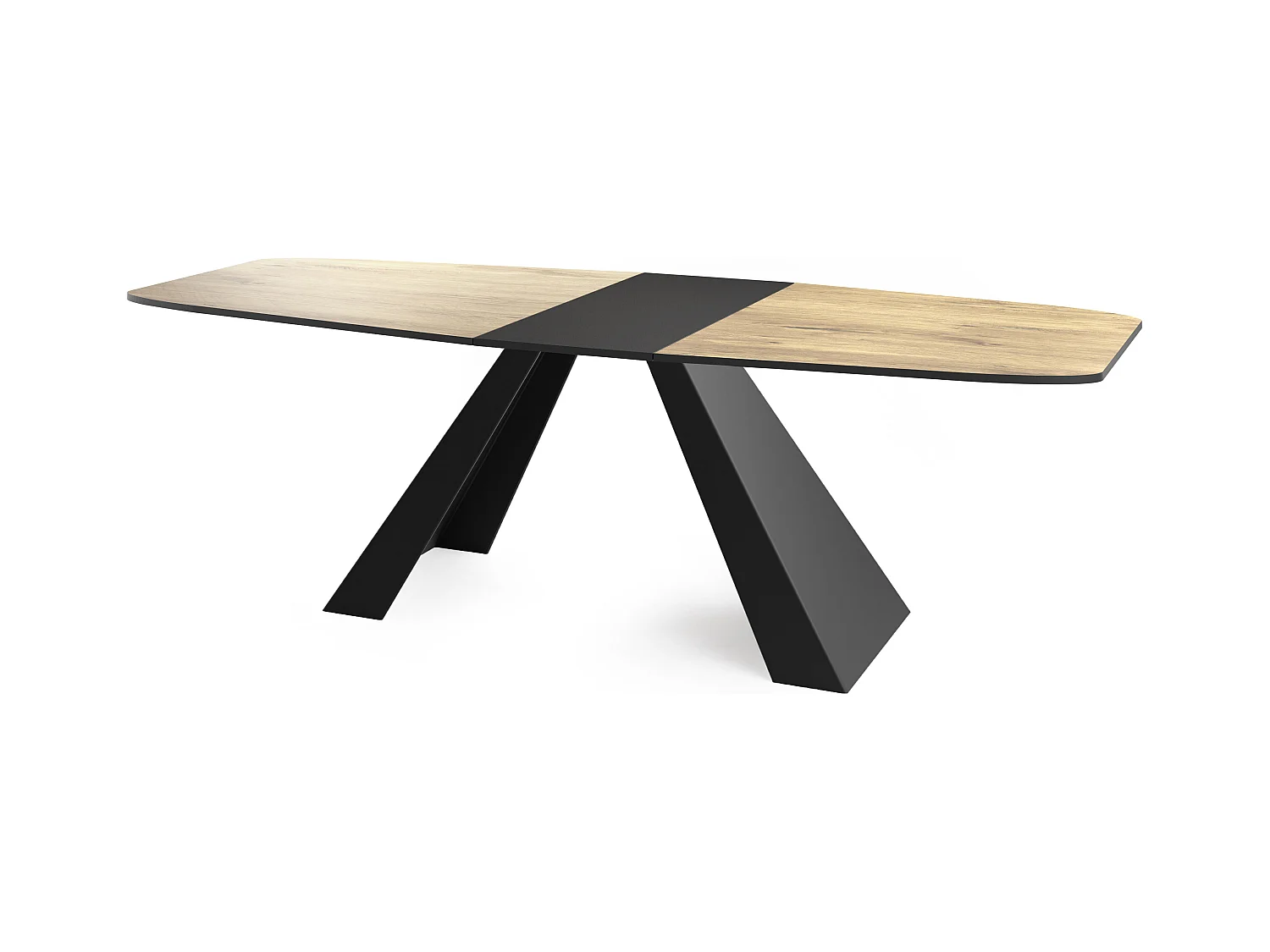 Table-à-Manger Extensible Monte Design Moderne, Table Rectangulaire - Extensible de 180 cm à 220 cm, Pieds Métalliques Noirs - 180x90 cm - Chêne Lancelot