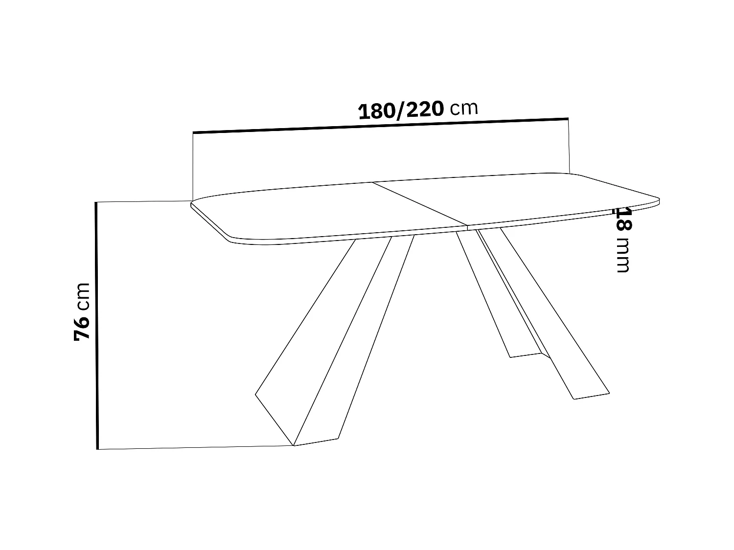 Table-à-Manger Extensible Monte Design Moderne, Table Rectangulaire - Extensible de 180 cm à 220 cm, Pieds Métalliques Noirs - 180x90 cm - Béton Gris Chicago