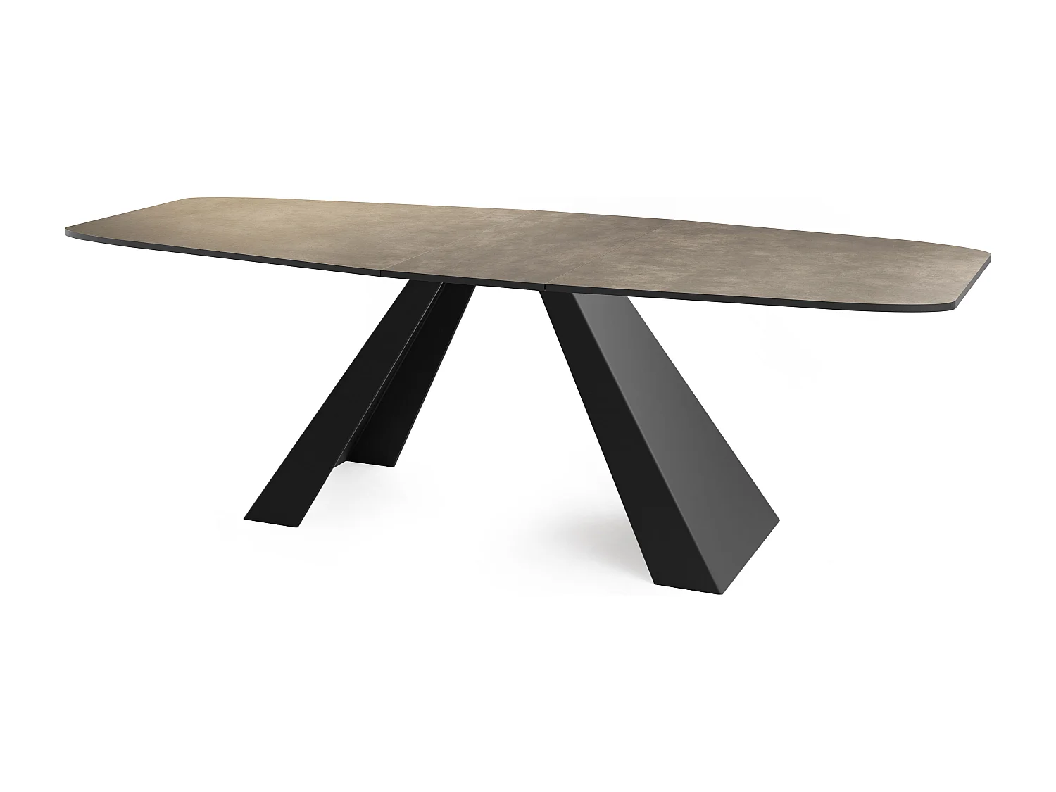 Esstisch Monte im Modern Stil, Rechteckiger Tisch - Ausziehbar von 180 cm bis 220 cm, Pulverbeschichtete Schwarze Metallbeine - 180 x 90 cm - Chicago Beton Grau