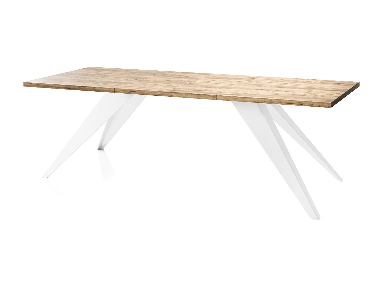 Esstisch Venus im Modern Still, Rechteckig Tisch - Ausziehbar von 140 cm bis 240 cm, Pulverbeschichtete Weiße Metallbeine - 140 x 80 cm - Craft Eiche