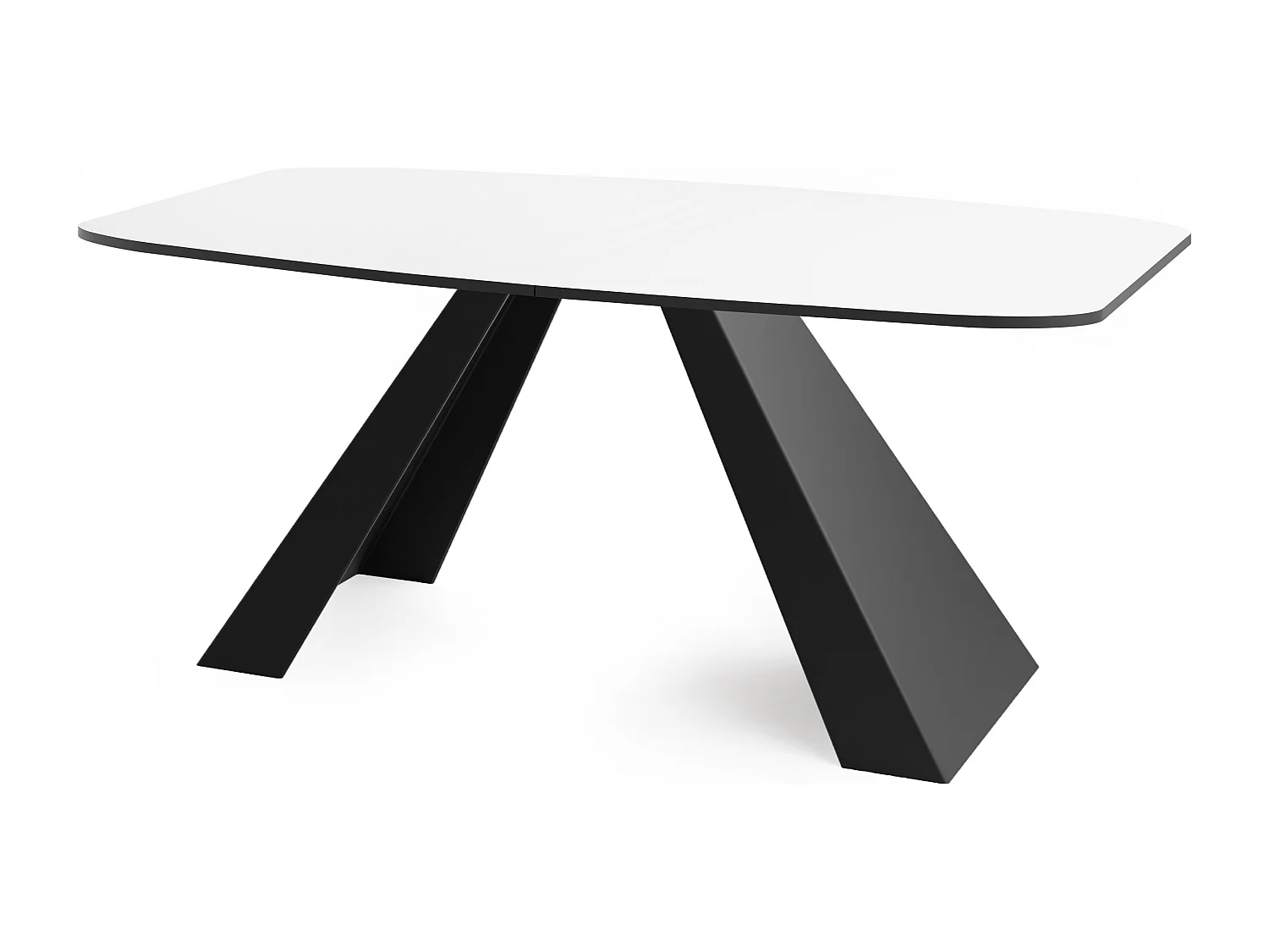 Esstisch Monte im Modern Stil, Rechteckiger Tisch - Ausziehbar von 160 cm bis 200 cm, Pulverbeschichtete Schwarze Metallbeine - 160 x 80 cm - Weiß