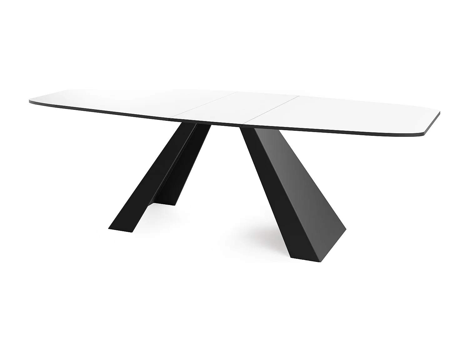 Esstisch Monte im Modern Stil, Rechteckiger Tisch - Ausziehbar von 160 cm bis 200 cm, Pulverbeschichtete Schwarze Metallbeine - 160 x 80 cm - Weiß