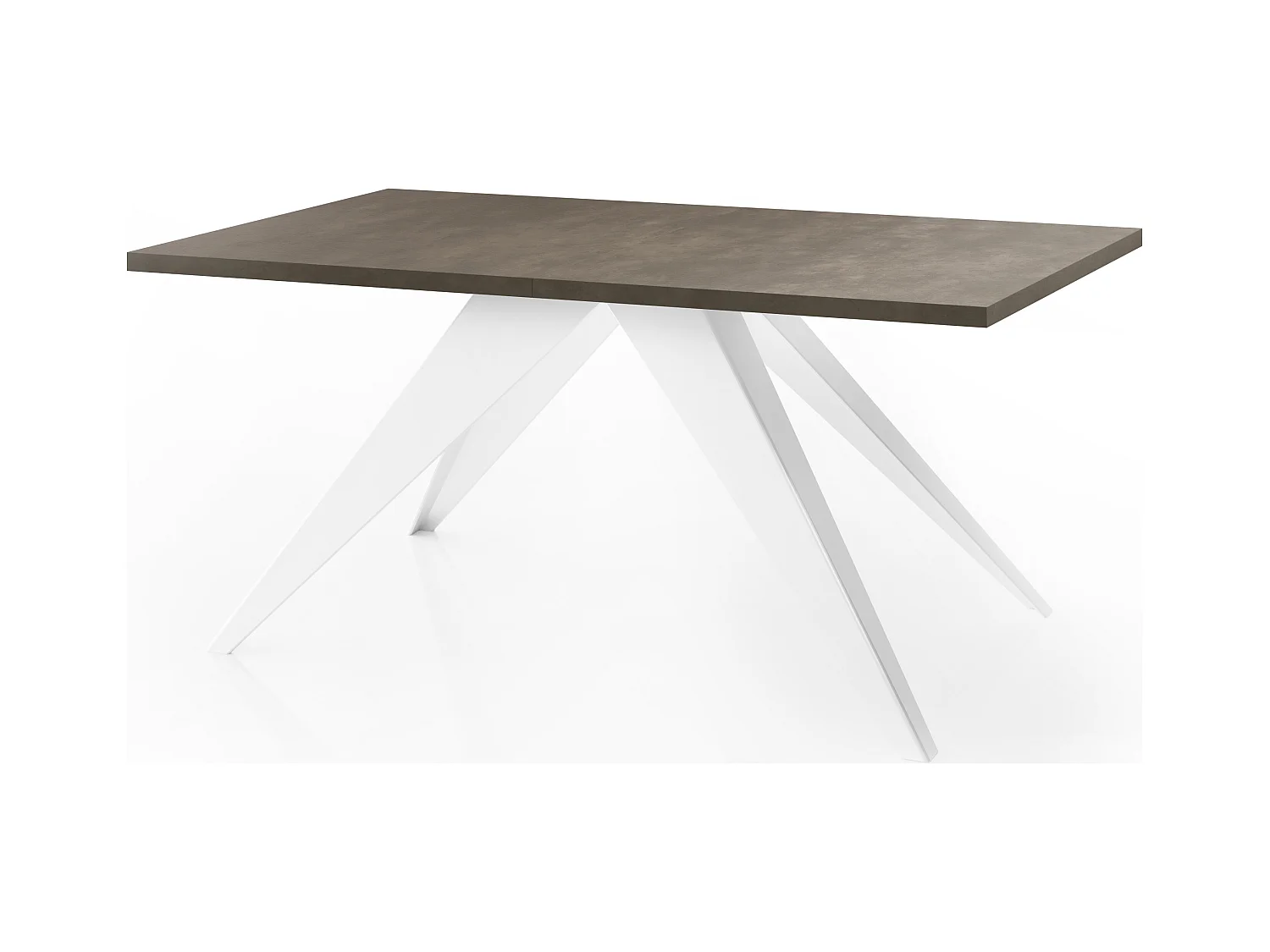 Table à Manger Vance Style Moderne - Table Rectangulaire Extensible de 160 à 260 cm, Pieds en Métal Blanc Revêtement Poudre - 160 x 90 cm - Béton Gris Chicago