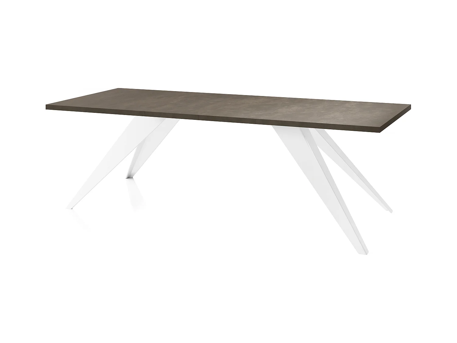 Table à Manger Vance Style Moderne - Table Rectangulaire Extensible de 160 à 260 cm, Pieds en Métal Blanc Revêtement Poudre - 160 x 90 cm - Béton Gris Chicago