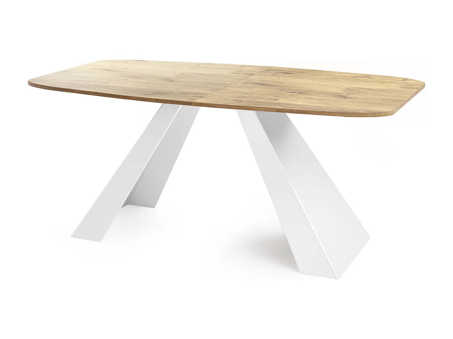 Esstisch Monte Weiß im Modern Stil, Rechteckiger Tisch - Ausziehbar von 180 cm bis 220 cm, Pulverbeschichtete Weiße Metallbeine - 180 x 90 cm - Lancelot Eiche