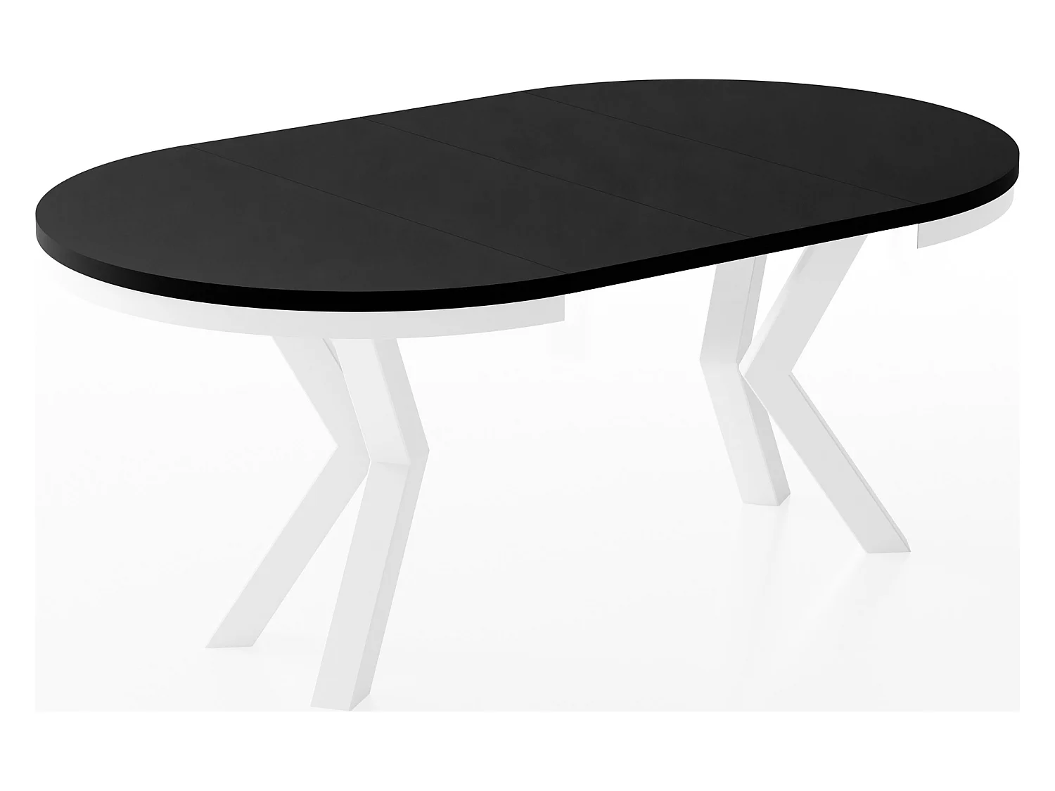 Table à Manger Ronde Extensible Style Loft - Table avec Pieds Métalliques Blancs - Table Gain de Place pour Salon - Noir - 100 à 180 cm