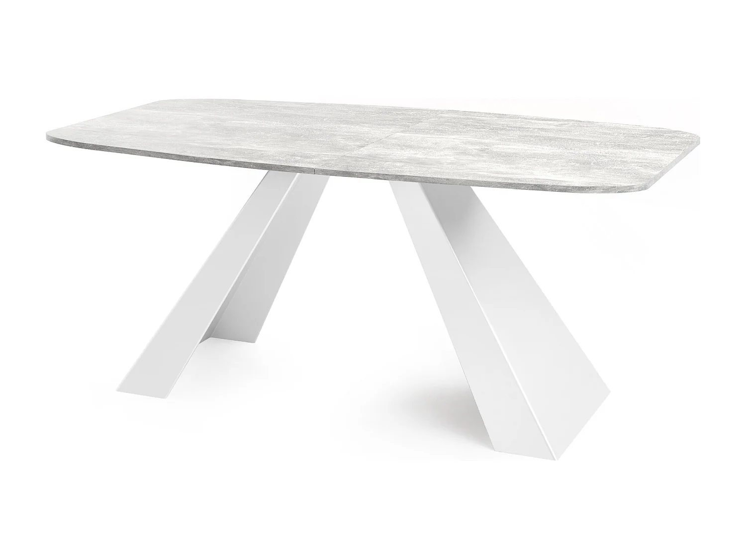 Table-à-Manger Extensible Monte Design Moderne, Table Rectangulaire - Extensible de 180 cm à 220 cm, Pieds Métalliques Blancs - 180x90 cm - Béton Gris