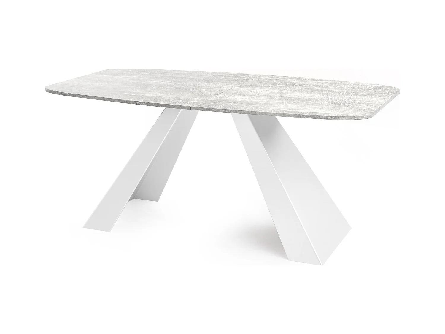 Esstisch Monte Weiß im Modern Stil, Rechteckiger Tisch - Ausziehbar von 180 cm bis 220 cm, Pulverbeschichtete Weiße Metallbeine - 180 x 90 cm - Beton Grau