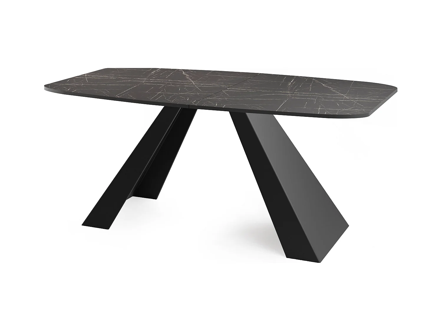 Table-à-Manger Extensible Monte Design Moderne, Table Rectangulaire - Extensible de 160 cm à 200 cm, Pieds Métalliques Noirs - 160x80 cm - Marbre Noir