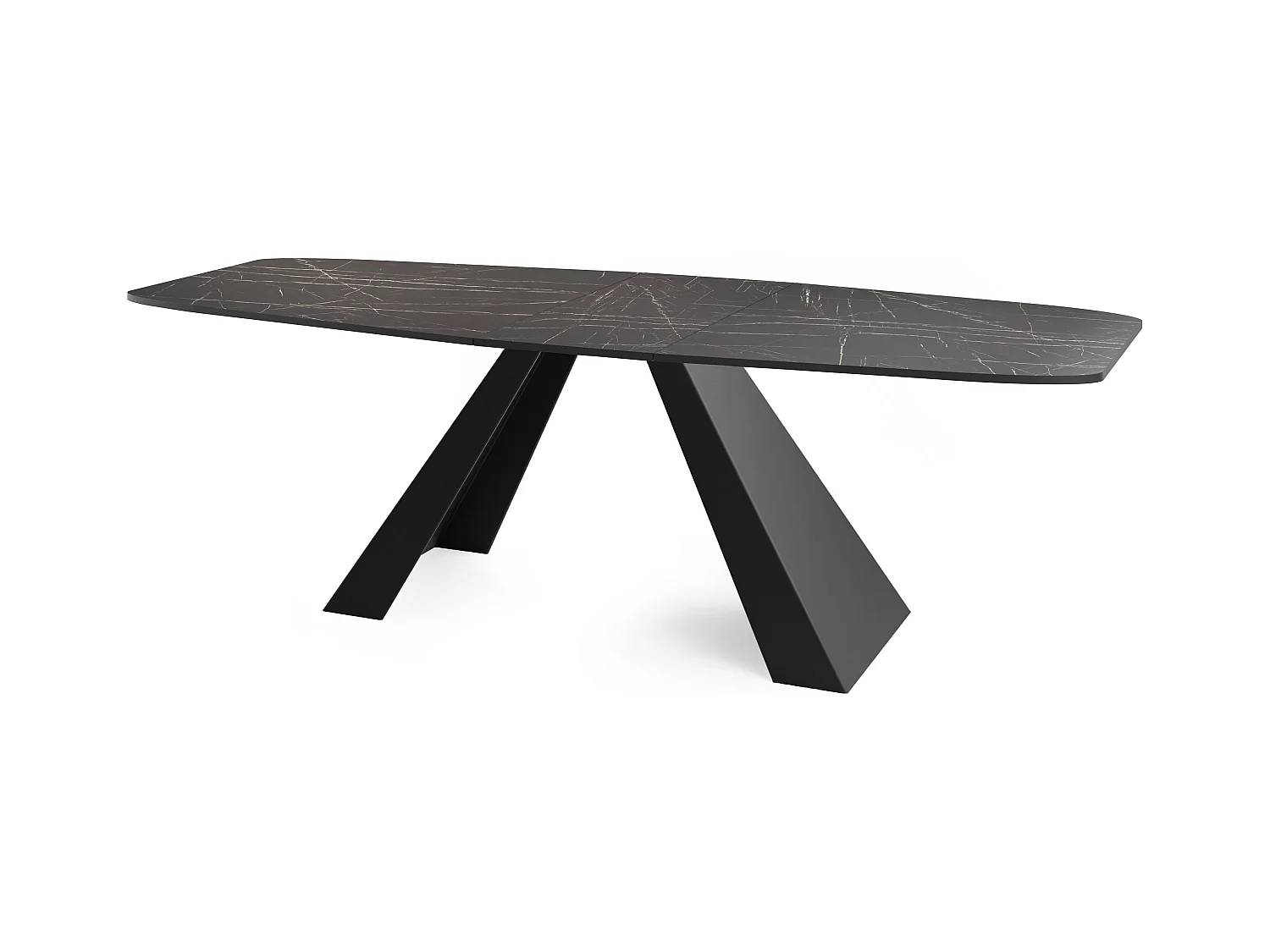 Table-à-Manger Extensible Monte Design Moderne, Table Rectangulaire - Extensible de 160 cm à 200 cm, Pieds Métalliques Noirs - 160x80 cm - Marbre Noir