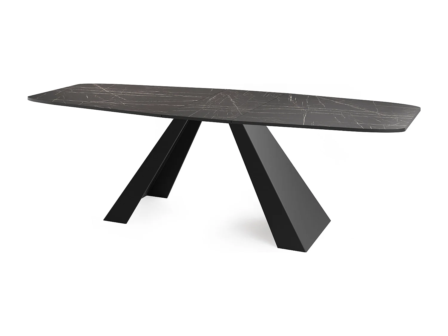 Esstisch Monte im Modern Stil, Rechteckiger Tisch - Ausziehbar von 160 cm bis 200 cm, Pulverbeschichtete Schwarze Metallbeine - 160 x 80 cm - Marmor Schwarz