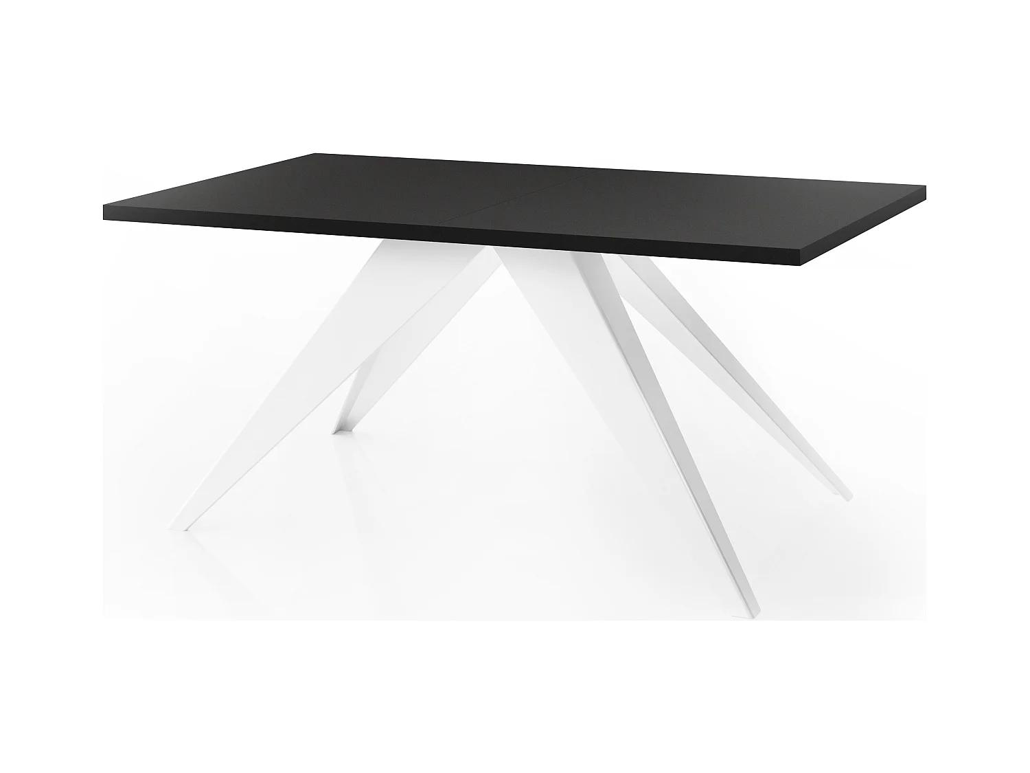 Table à Manger Vance Style Moderne - Table Rectangulaire Extensible de 140 à 240 cm, Pieds en Métal Blanc Revêtement Poudre - 140 x 80 cm - Noir