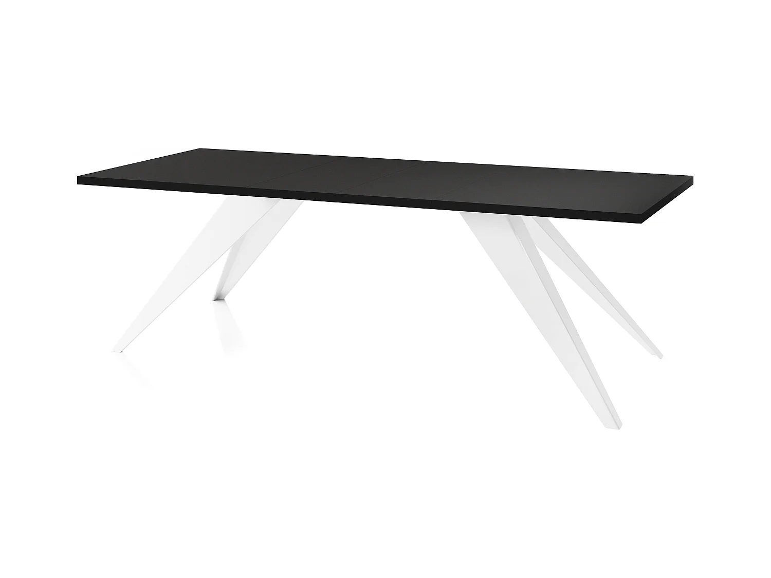 Table à Manger Vance Style Moderne - Table Rectangulaire Extensible de 160 à 260 cm, Pieds en Métal Blanc Revêtement Poudre - 160 x 90 cm - Noir