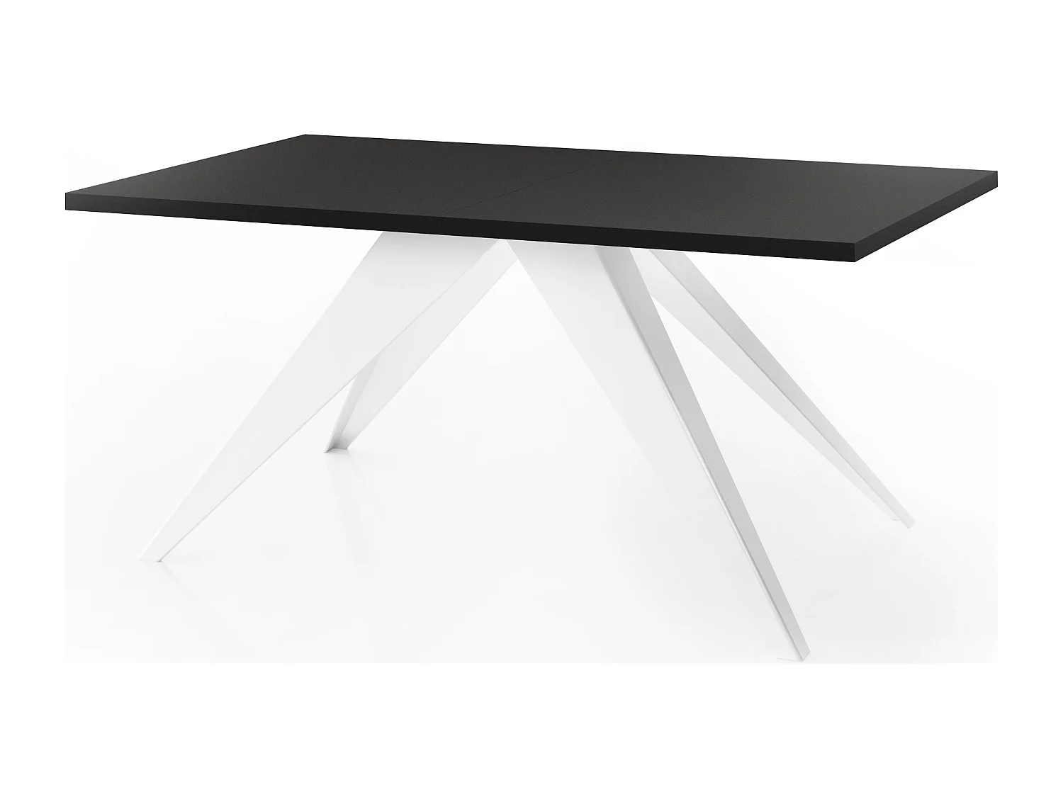 Esstisch Venus im Modern Still, Rechteckig Tisch - Ausziehbar von 160 cm bis 260 cm, Pulverbeschichtete Weiße Metallbeine - 160 x 90 cm - Schwarz