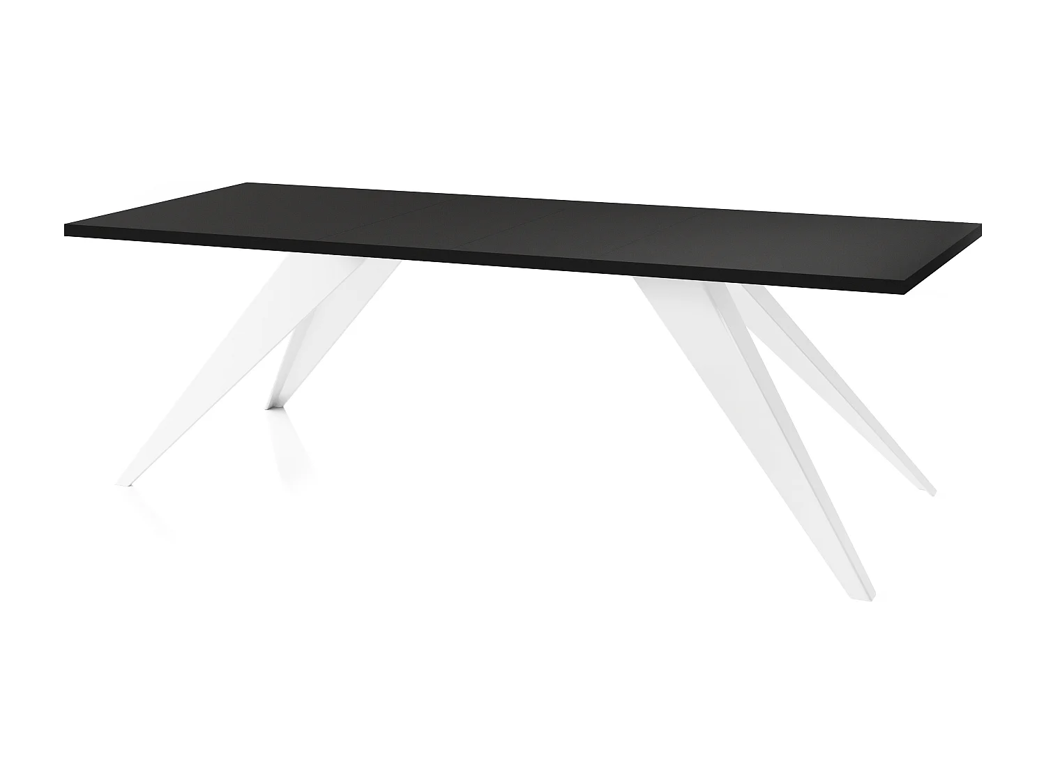 Esstisch Venus im Modern Still, Rechteckig Tisch - Ausziehbar von 160 cm bis 260 cm, Pulverbeschichtete Weiße Metallbeine - 160 x 90 cm - Schwarz