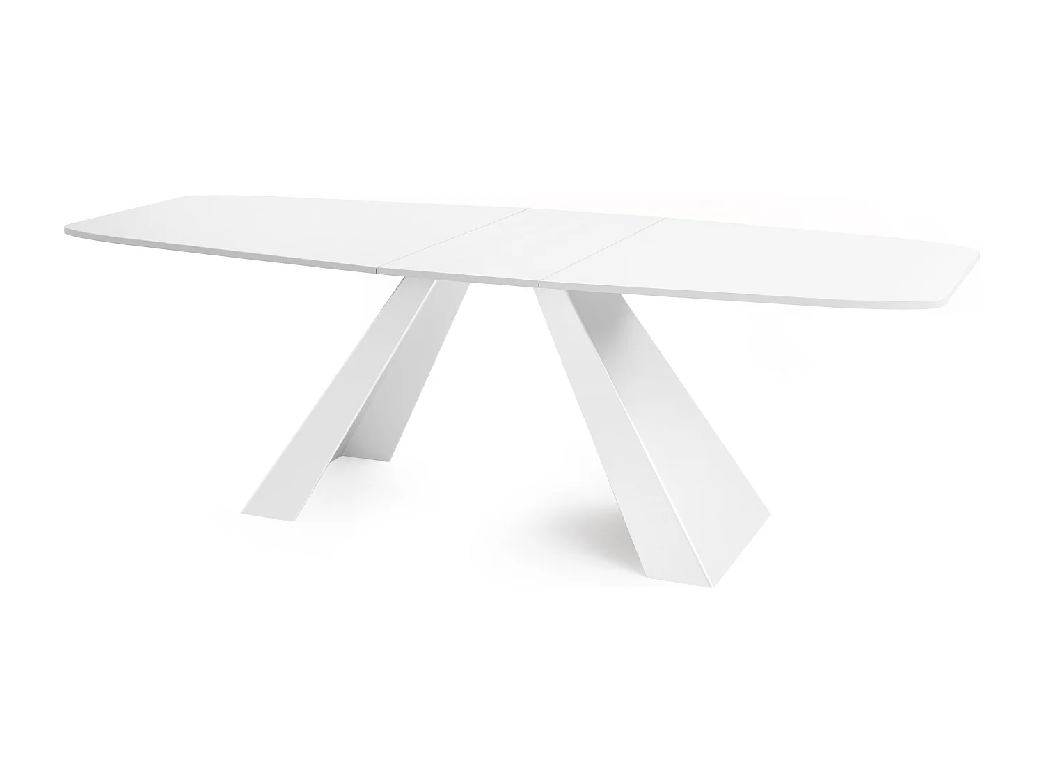 Table-à-Manger Extensible Monte Design Moderne, Table Rectangulaire - Extensible de 180 cm à 220 cm, Pieds Métalliques Blancs - 180x90 cm - Blanc