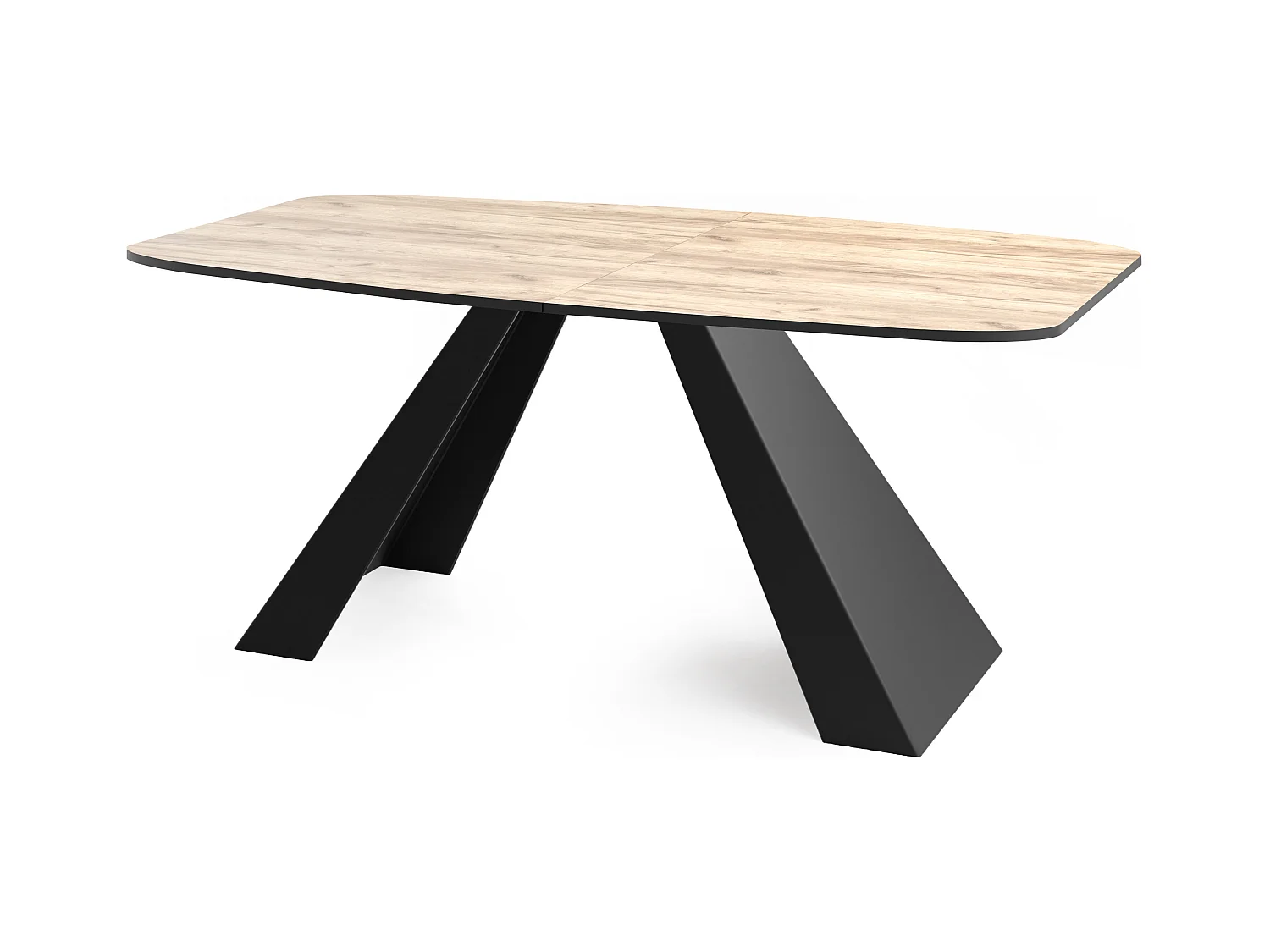 Table-à-Manger Extensible Monte Design Moderne, Table Rectangulaire - Extensible de 180 cm à 220 cm, Pieds Métalliques Noirs - 180x90 cm - Chêne Craft