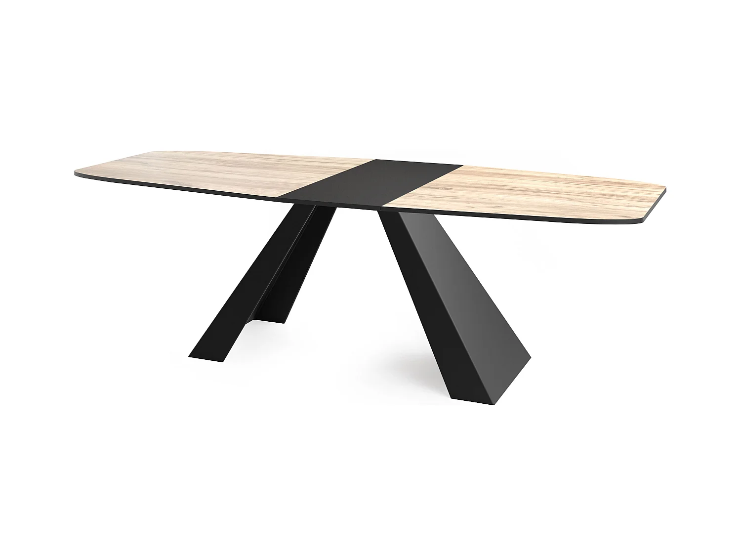 Table-à-Manger Extensible Monte Design Moderne, Table Rectangulaire - Extensible de 180 cm à 220 cm, Pieds Métalliques Noirs - 180x90 cm - Chêne Craft