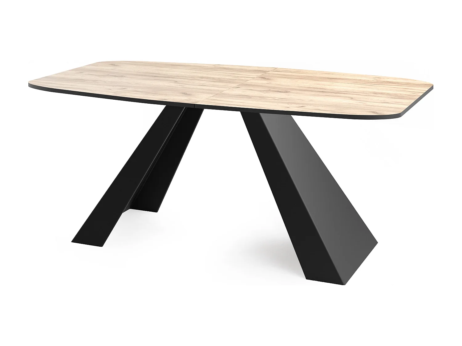 Esstisch Monte im Modern Stil, Rechteckiger Tisch - Ausziehbar von 180 cm bis 220 cm, Pulverbeschichtete Schwarze Metallbeine - 180 x 90 cm - Craft Eiche