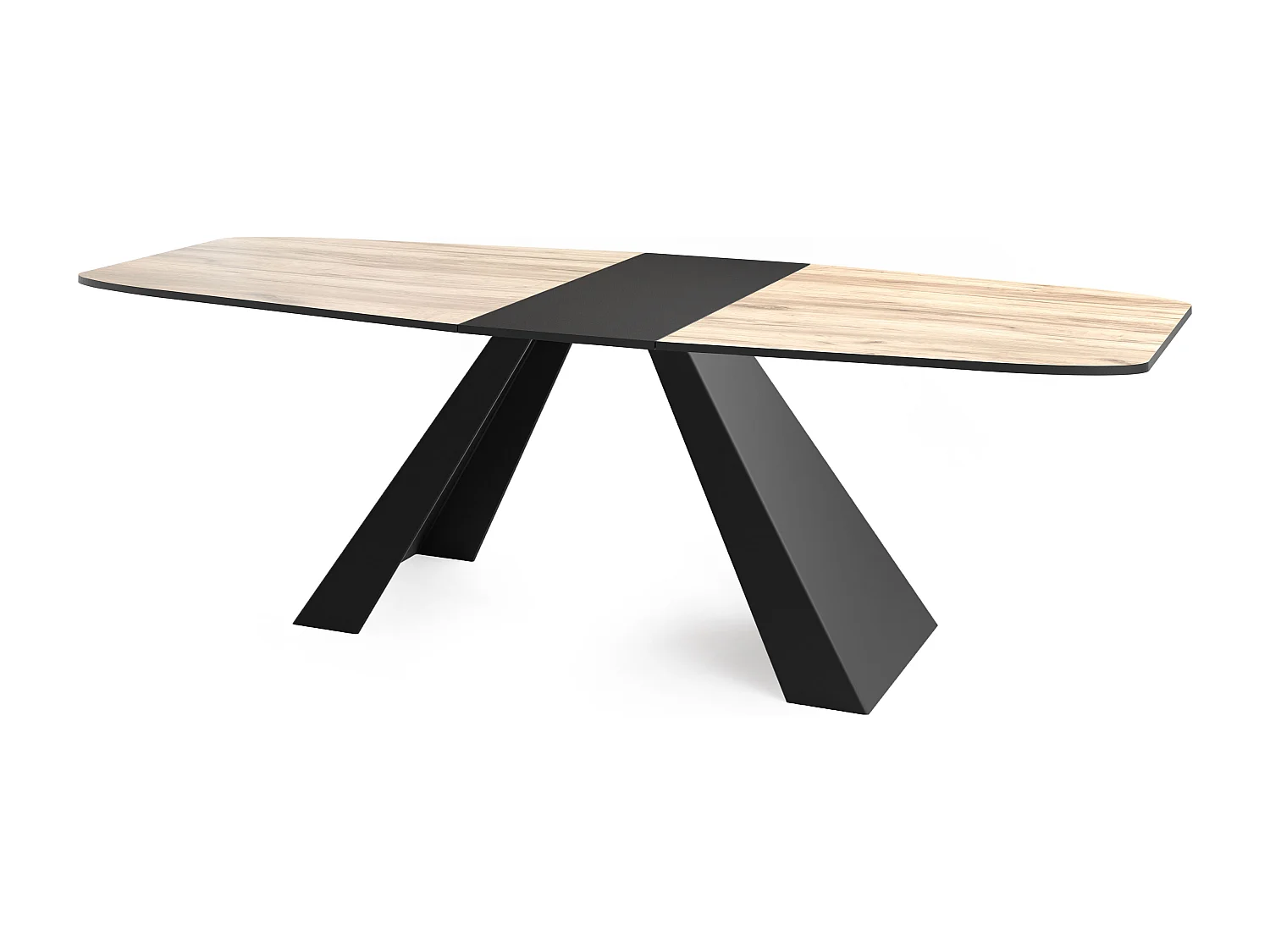 Esstisch Monte im Modern Stil, Rechteckiger Tisch - Ausziehbar von 180 cm bis 220 cm, Pulverbeschichtete Schwarze Metallbeine - 180 x 90 cm - Craft Eiche