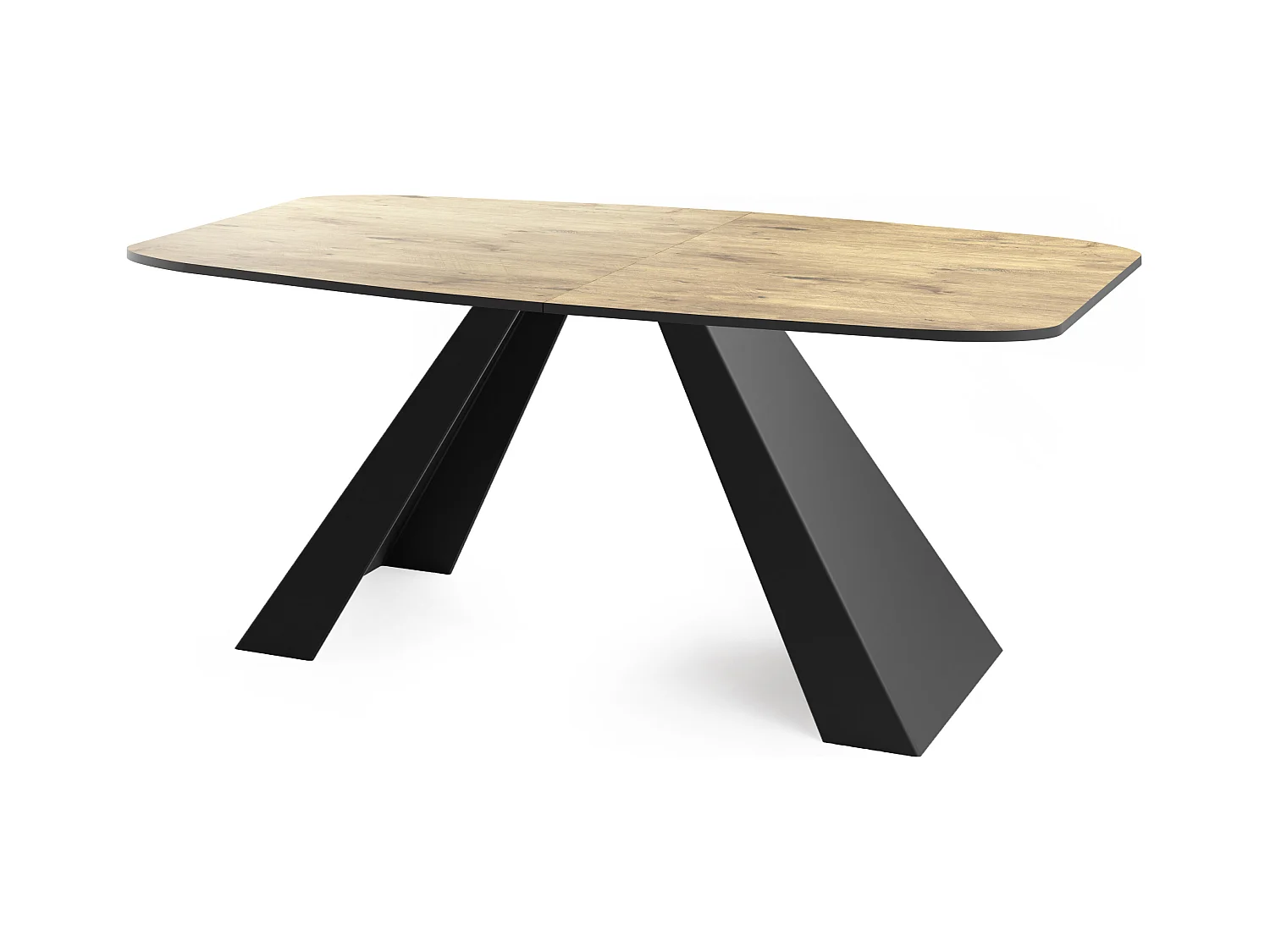 Table-à-Manger Extensible Monte Design Moderne, Table Rectangulaire - Extensible de 160 cm à 200 cm, Pieds Métalliques Noirs - 160x80 cm - Chêne Lancelot