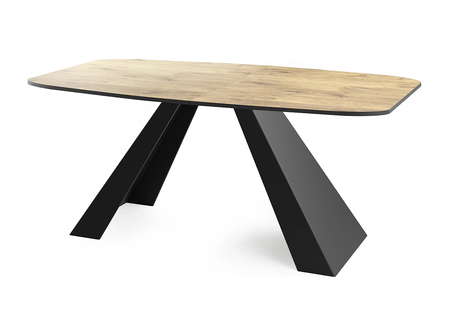 Esstisch Monte im Modern Stil, Rechteckiger Tisch - Ausziehbar von 160 cm bis 200 cm, Pulverbeschichtete Schwarze Metallbeine - 160 x 80 cm - Lancelot Eiche