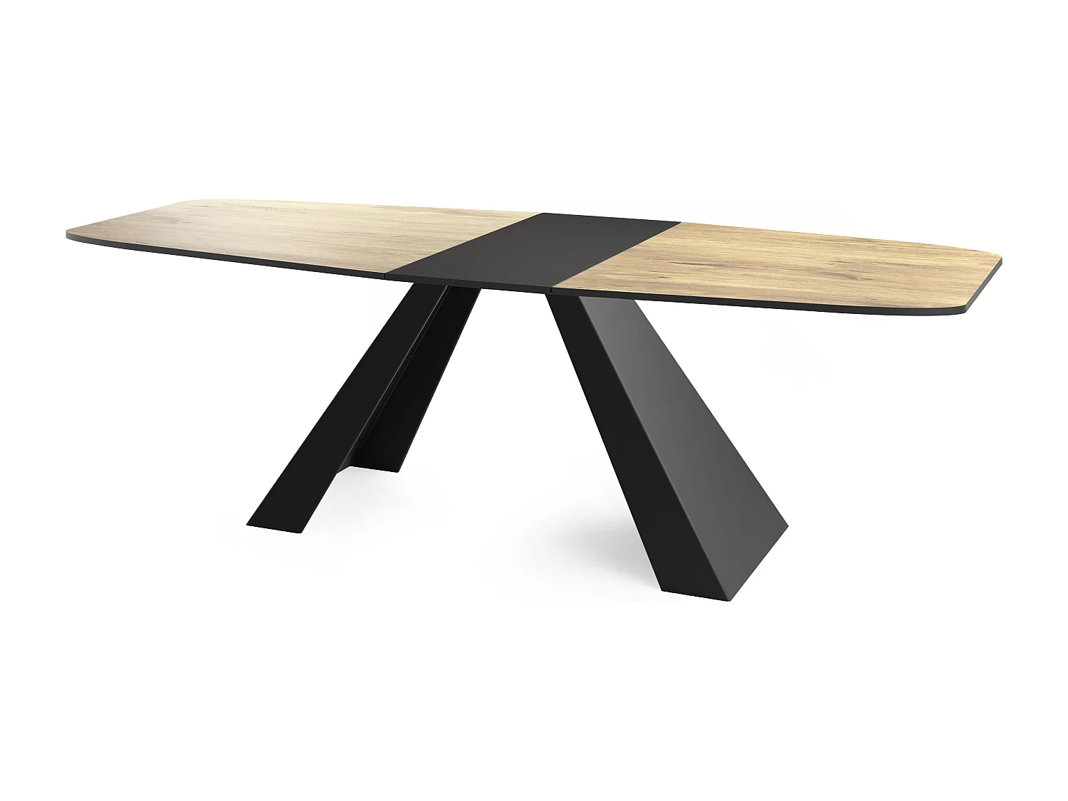 Esstisch Monte im Modern Stil, Rechteckiger Tisch - Ausziehbar von 160 cm bis 200 cm, Pulverbeschichtete Schwarze Metallbeine - 160 x 80 cm - Lancelot Eiche