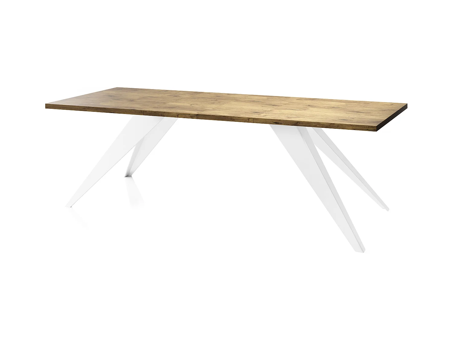 Table à Manger Vance Style Moderne - Table Rectangulaire Extensible de 140 à 240 cm, Pieds en Métal Blanc Revêtement Poudre - 140 x 80 cm - Chêne Lancelot