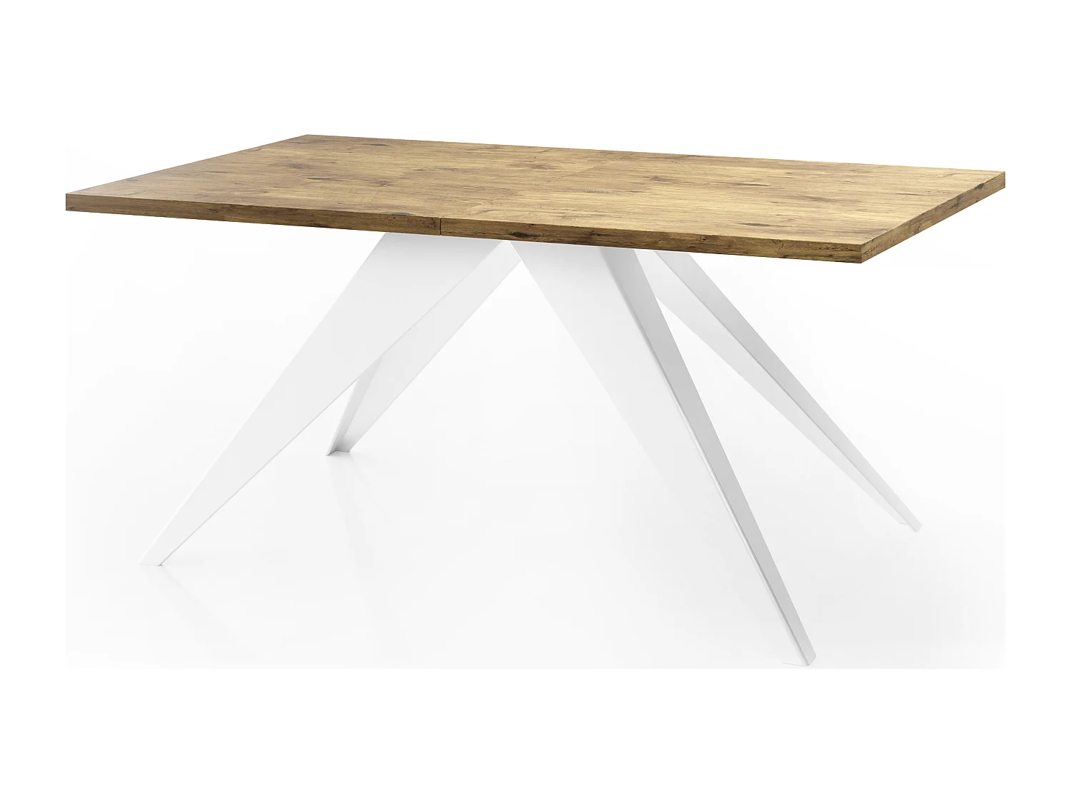 Esstisch Venus im Modern Still, Rechteckig Tisch - Ausziehbar von 140 cm bis 240 cm, Pulverbeschichtete Weiße Metallbeine - 140 x 80 cm - Lancelot Eiche