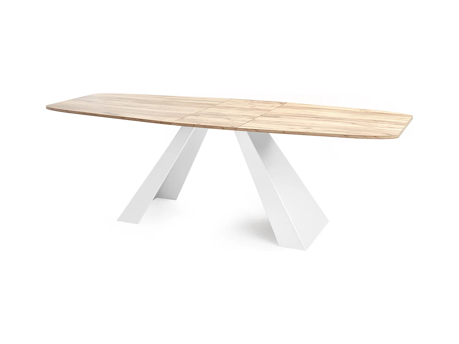 Table-à-Manger Extensible Monte Design Moderne, Table Rectangulaire - Extensible de 160 cm à 200 cm, Pieds Métalliques Blancs - 160x80 cm - Chêne Craft