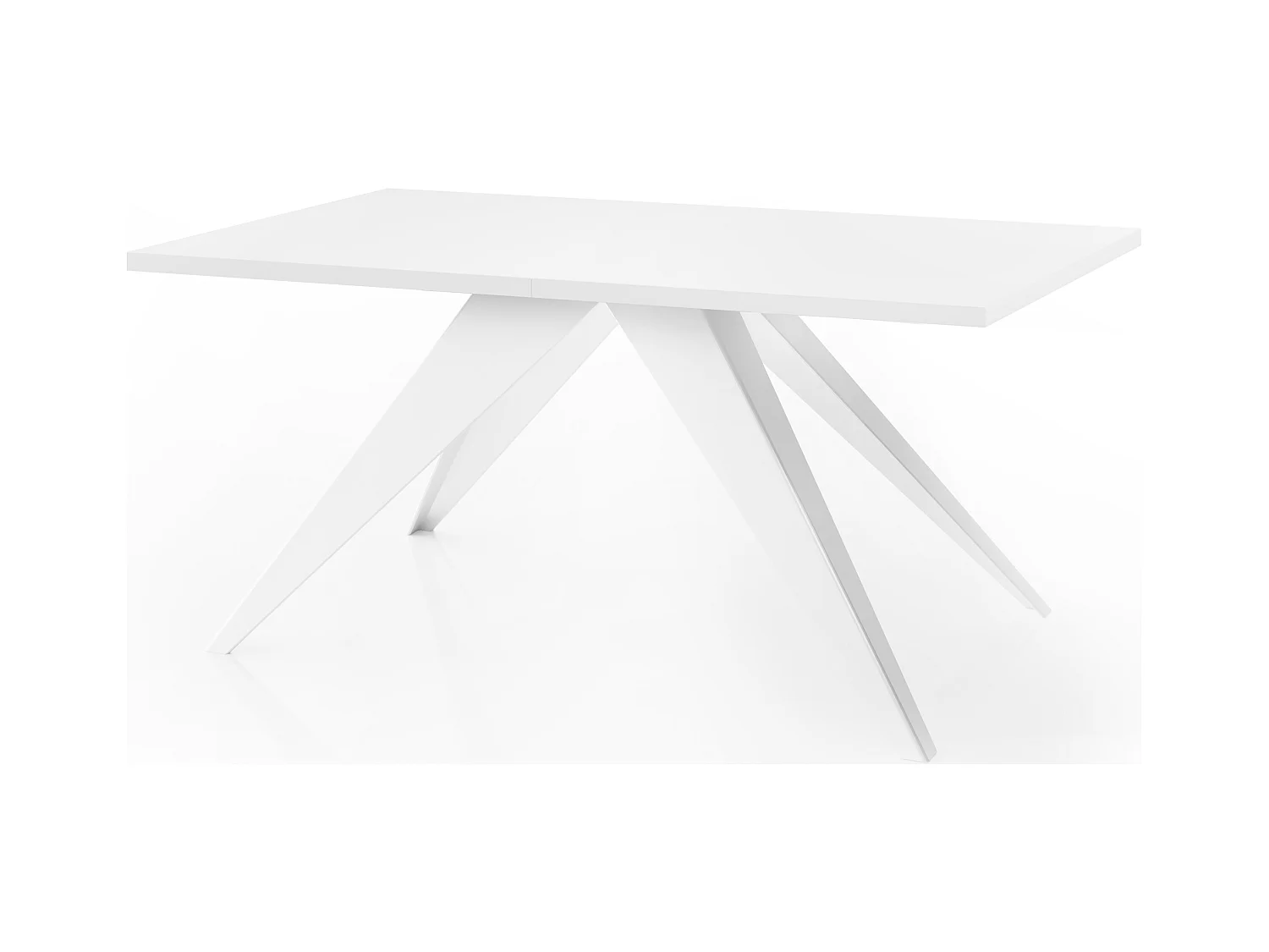 Table à Manger Vance Style Moderne - Table Rectangulaire Extensible de 160 à 260 cm, Pieds en Métal Blanc Revêtement Poudre - 160 x 90 cm - Blanc
